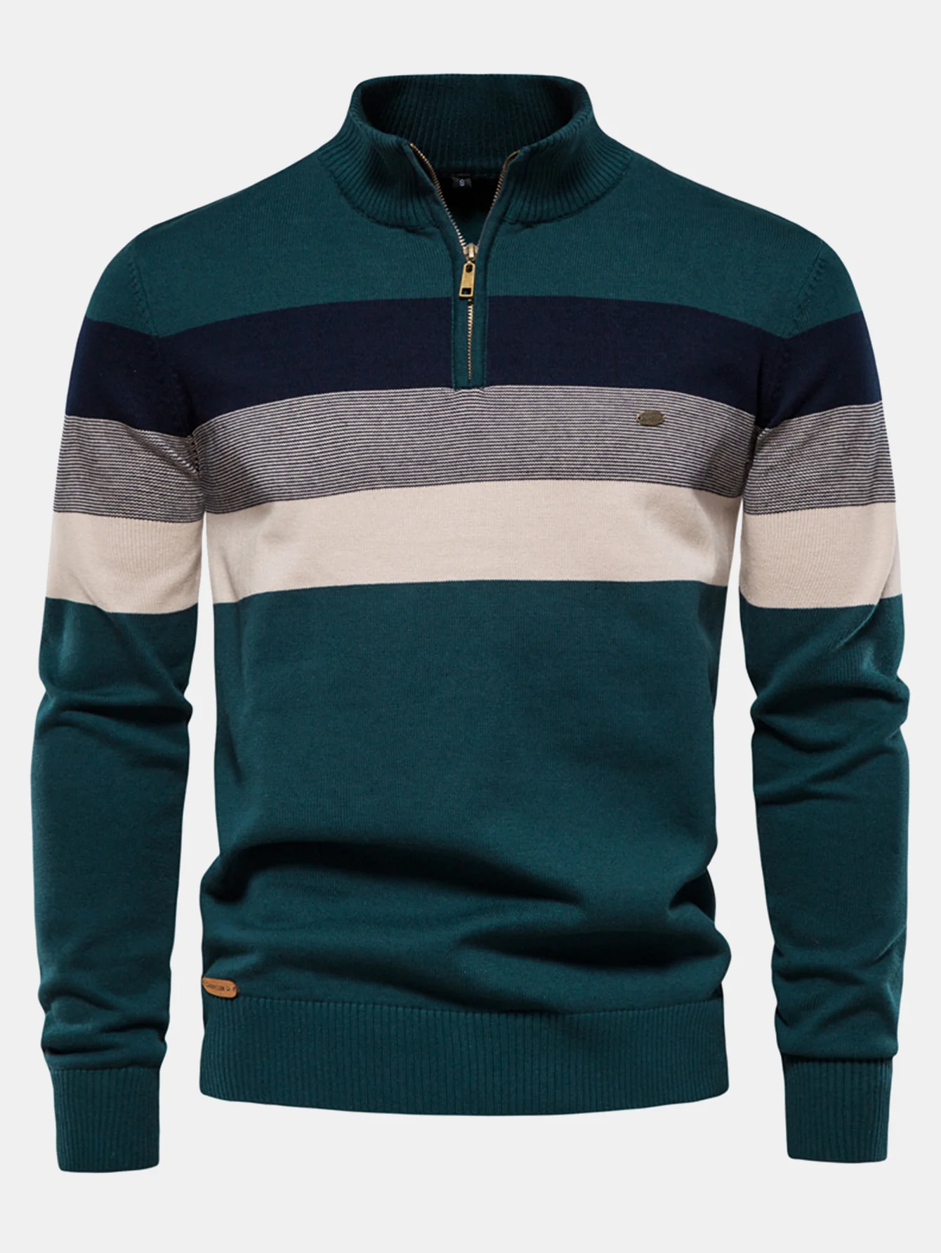 Kontraststreifen Quarter-Zip Pullover - Image 12