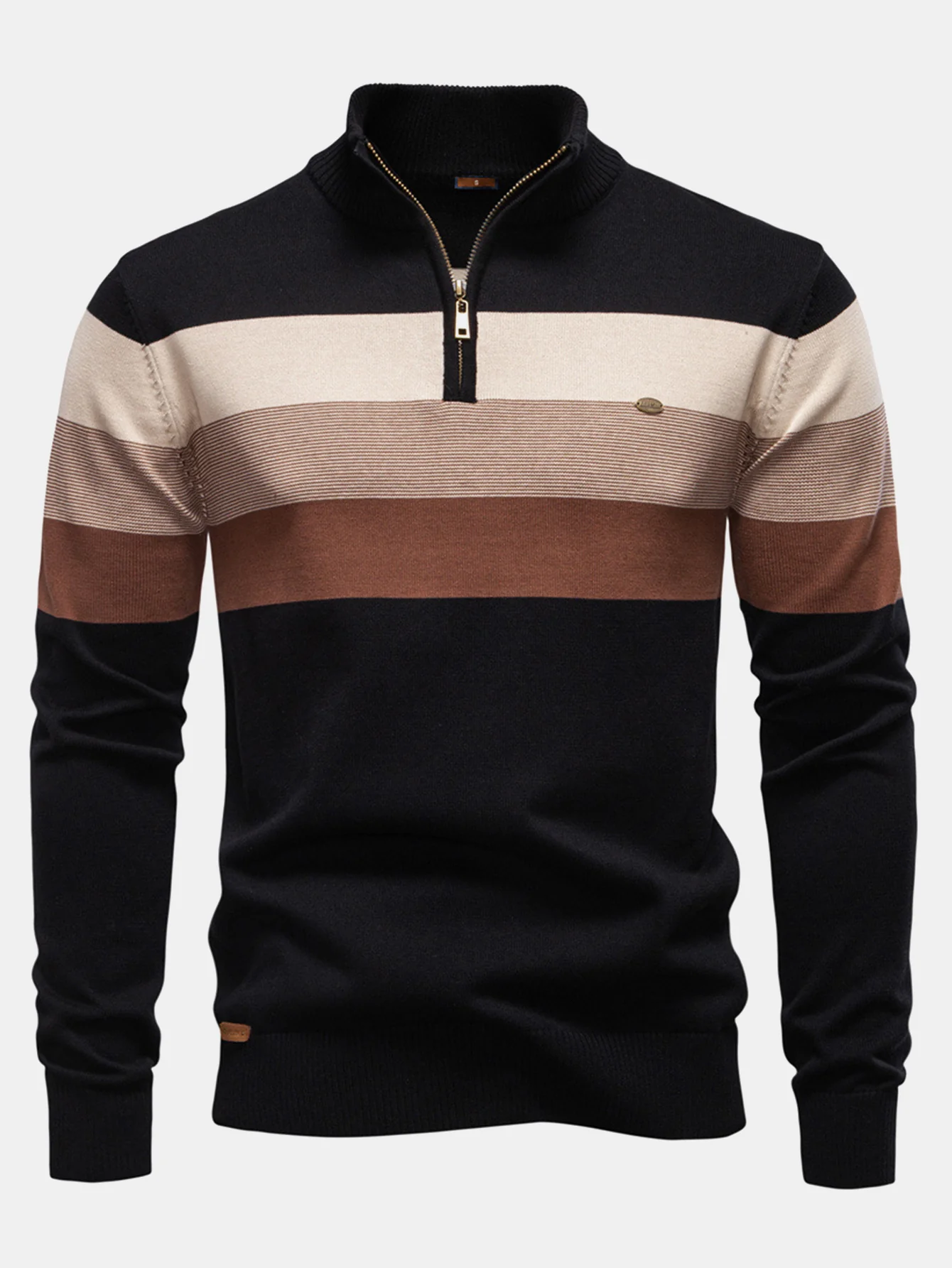Kontraststreifen Quarter-Zip Pullover - Image 3