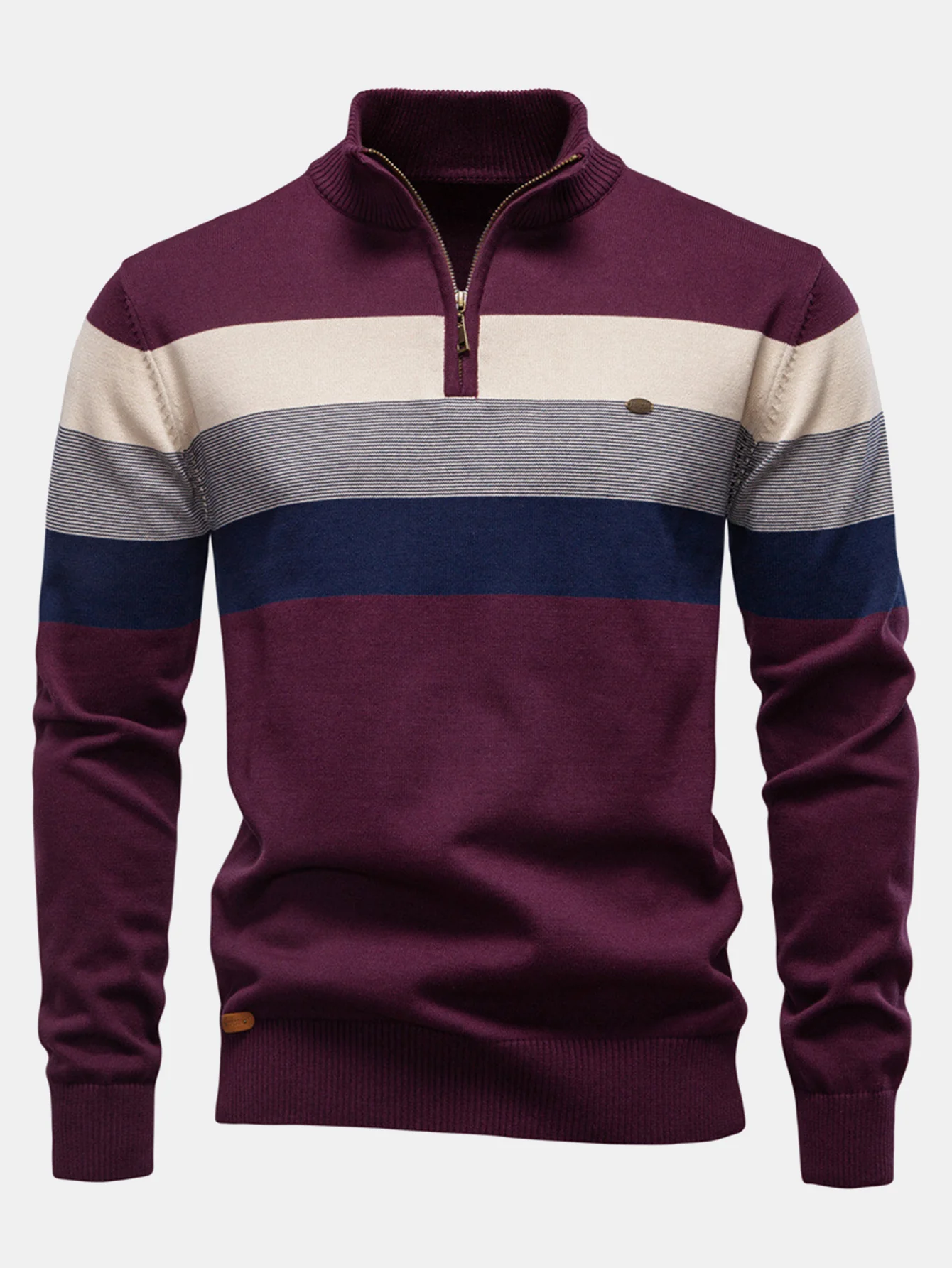Kontraststreifen Quarter-Zip Pullover - Image 5