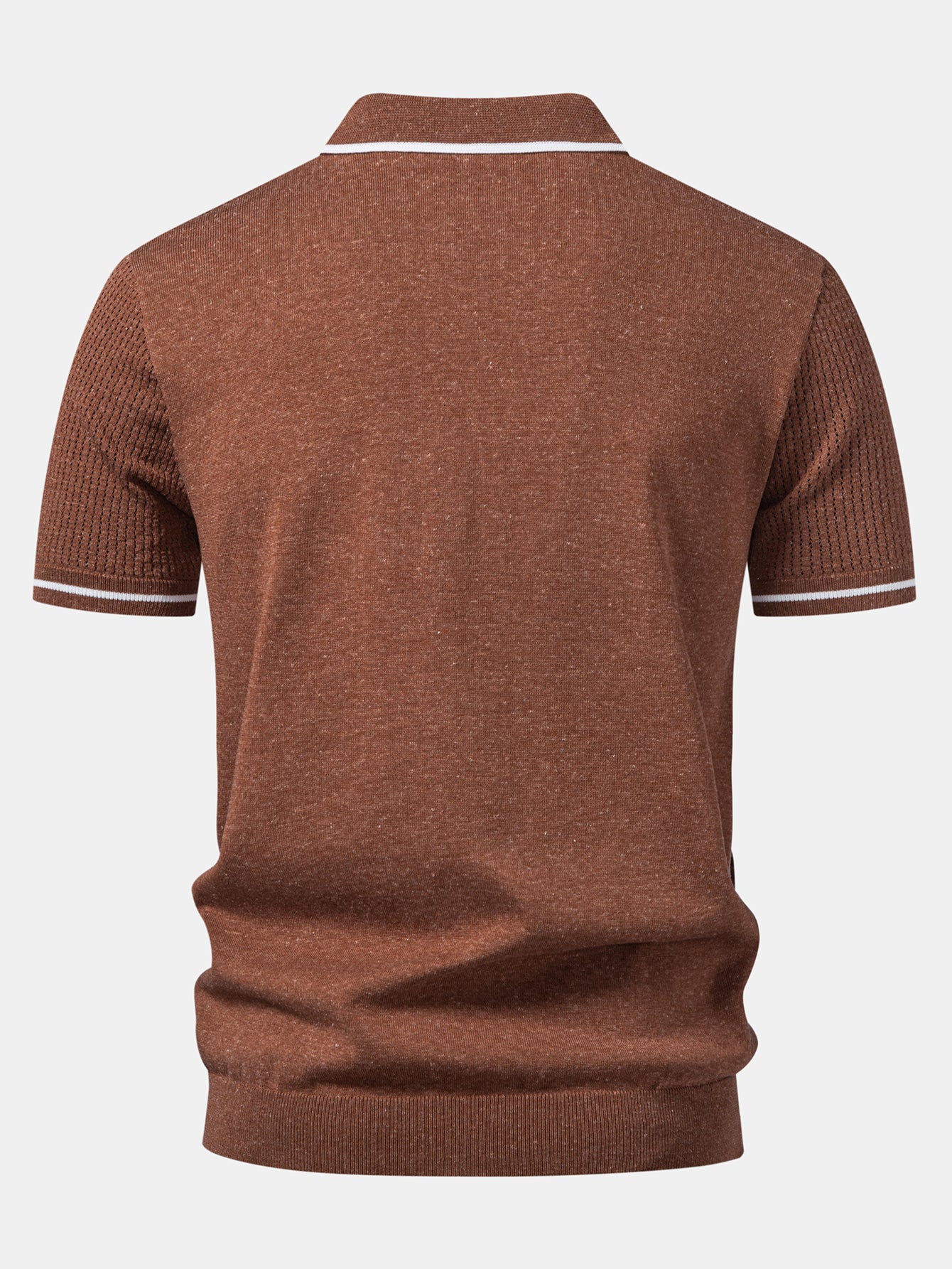 Contrast Stripe Trim Pocket Johnny Collar Knit Polo - Image 10