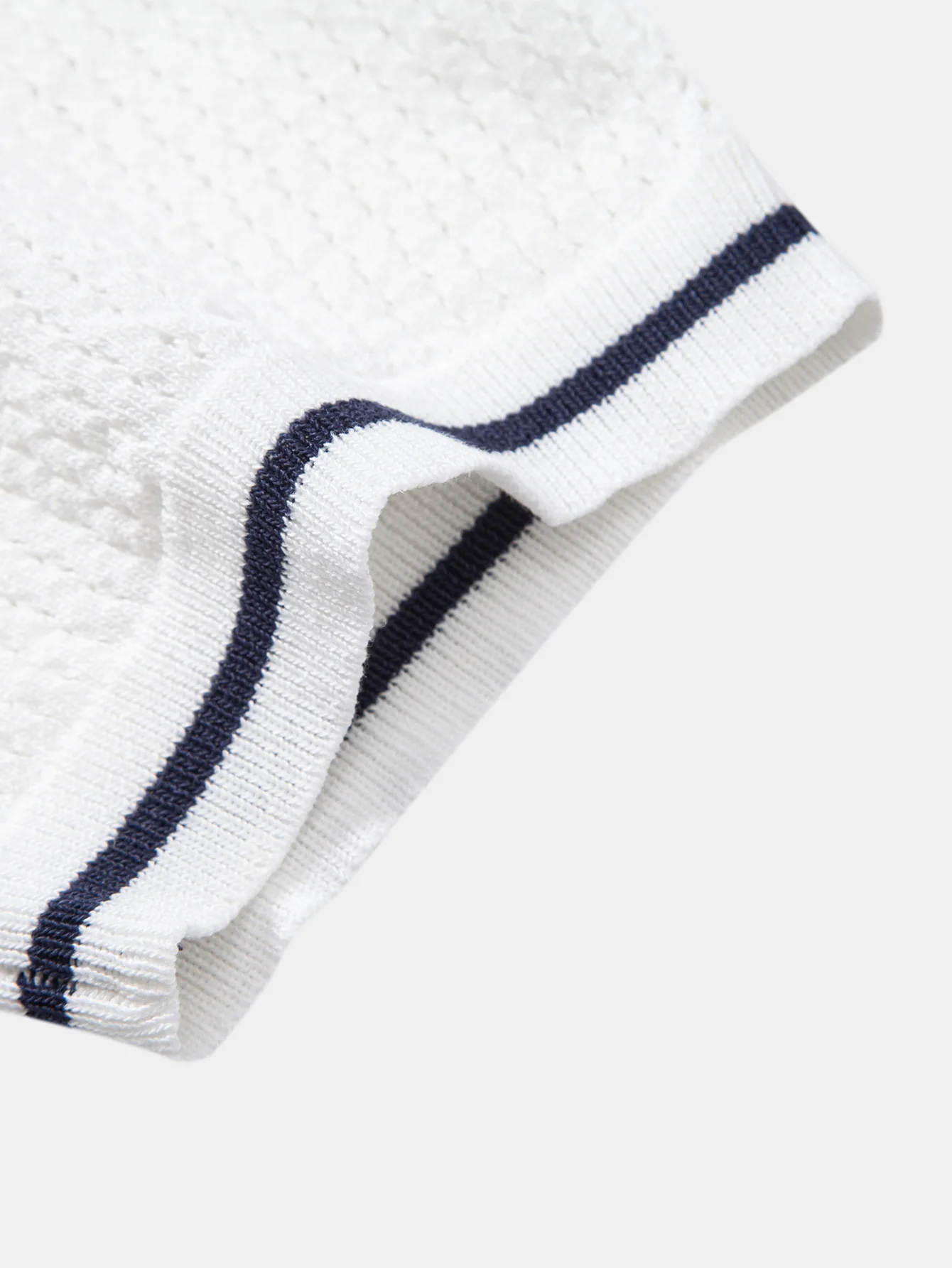 Contrast Stripe Trim Pocket Johnny Collar Knit Polo - Image 14
