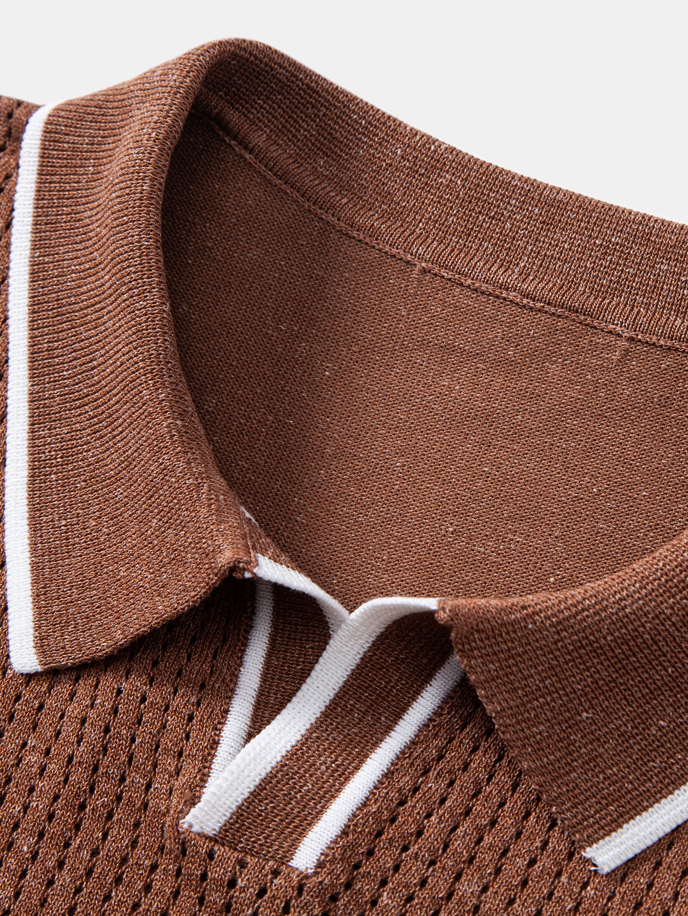 Contrast Stripe Trim Pocket Johnny Collar Knit Polo - Image 16