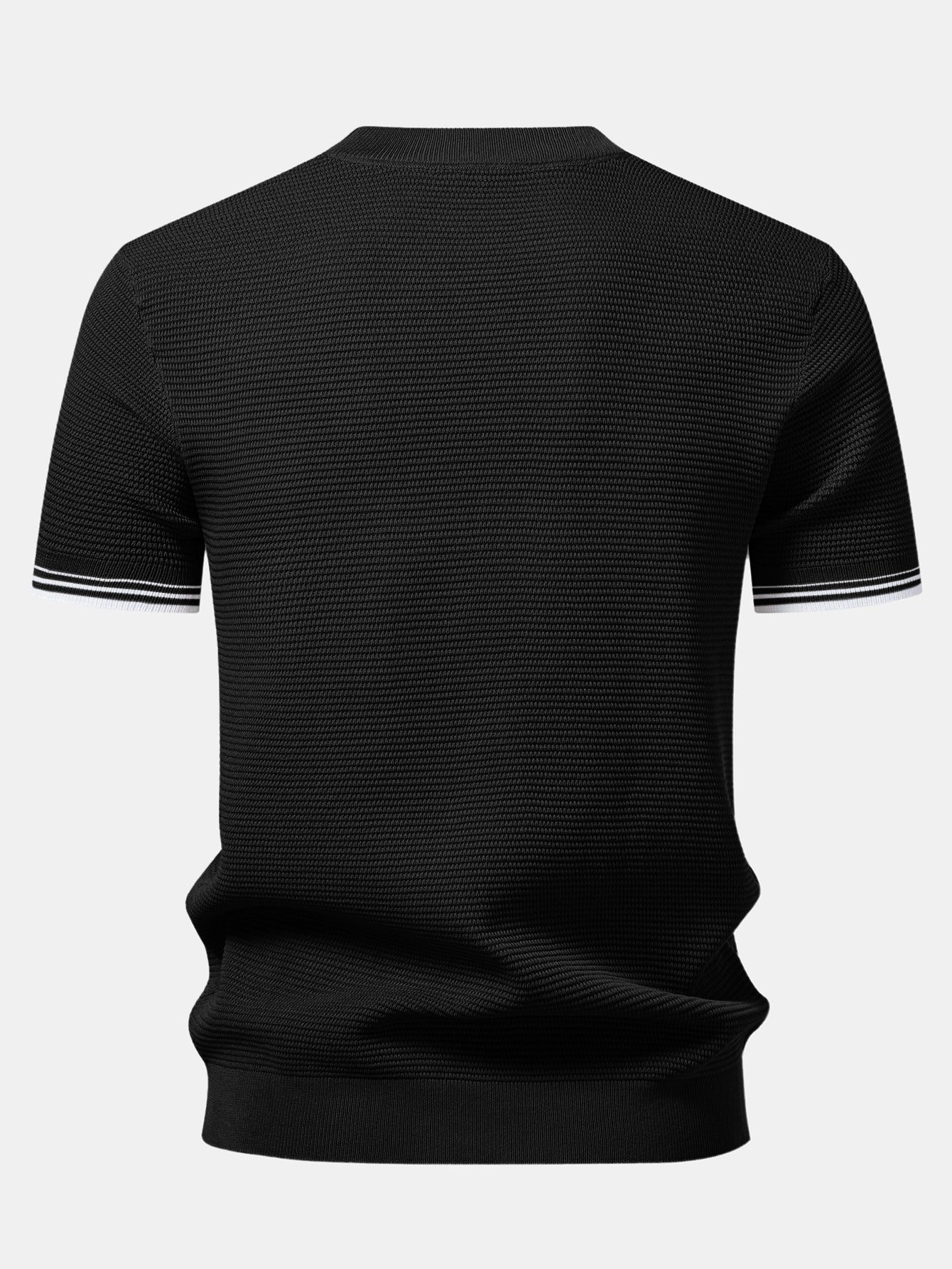 Contrast Stripe Trim Ribbed Knit T-Shirt - Image 6