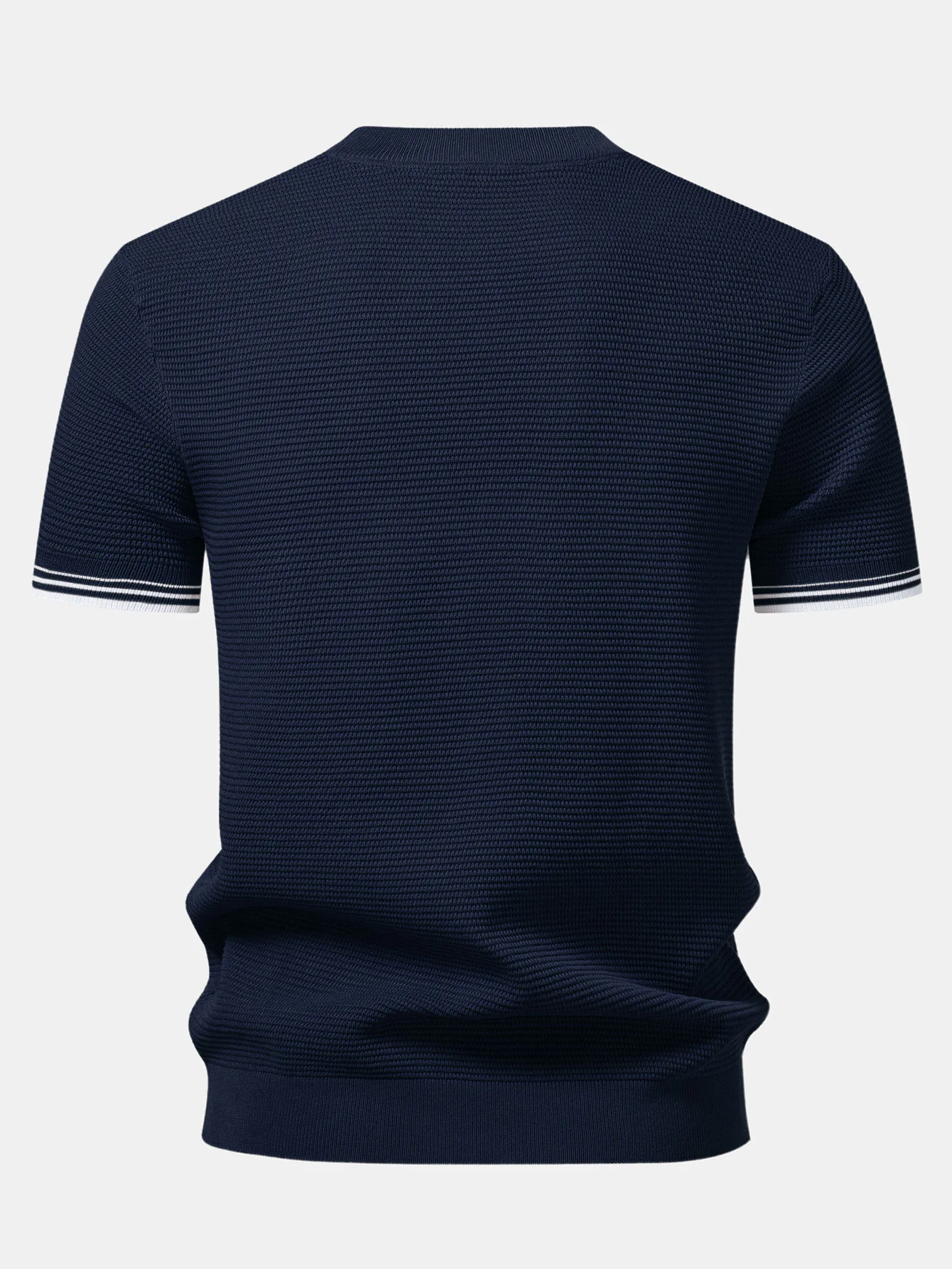 Contrast Stripe Trim Ribbed Knit T-Shirt - Image 8