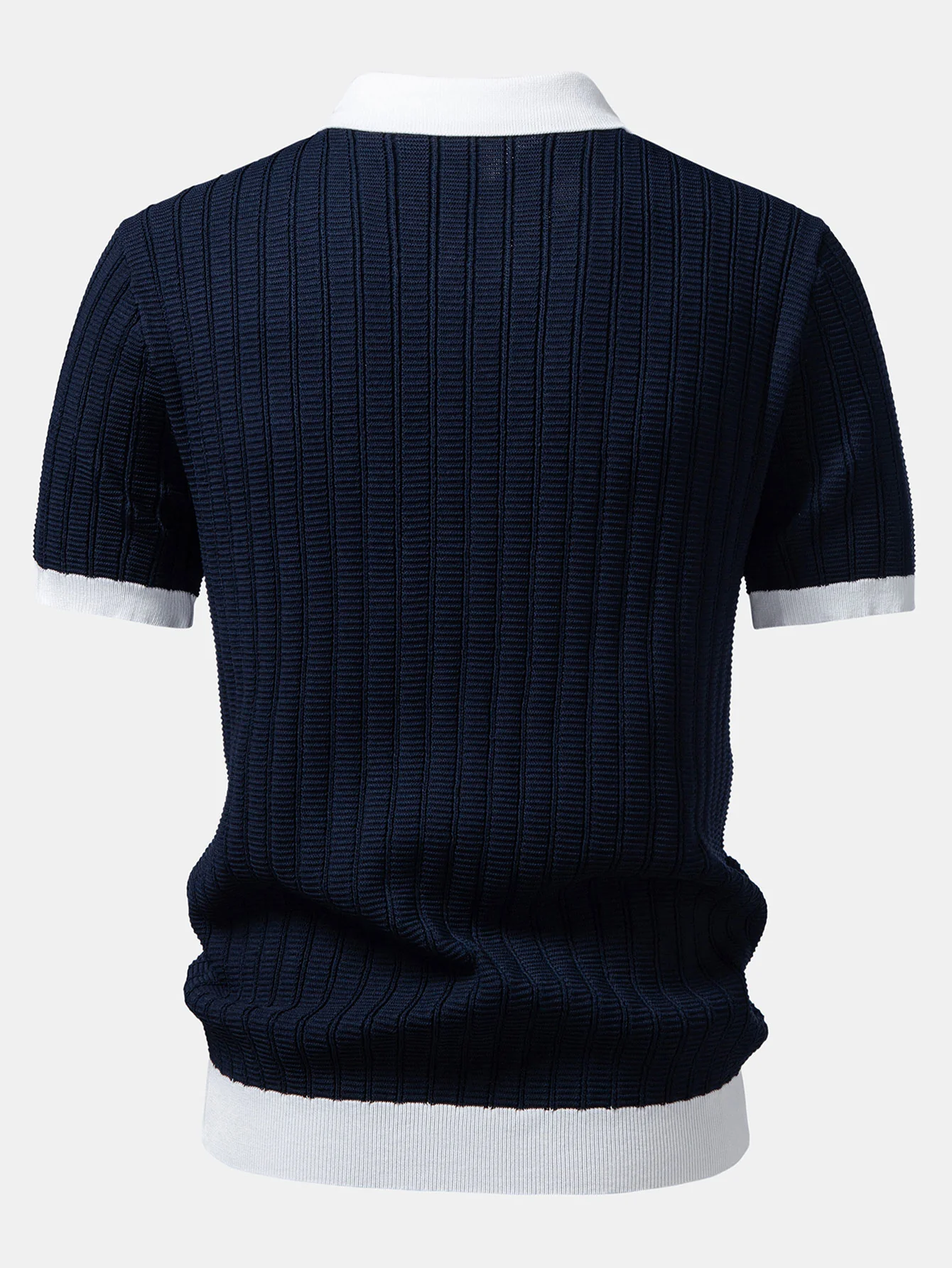 Contrast Textured Johnny Collar Knit Polo & Crinkle Textured Straight Leg Pants - Image 10