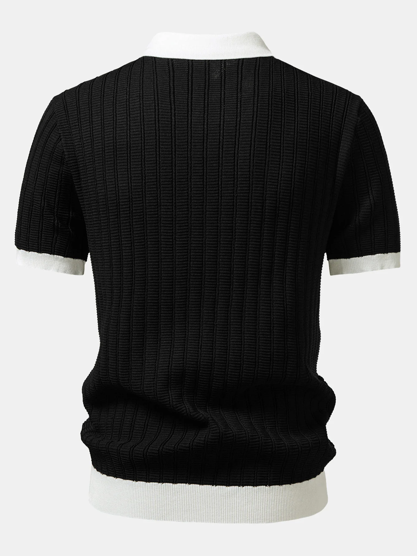 Contrast Textured Johnny Collar Knit Polo & Crinkle Textured Straight Leg Pants - Image 12