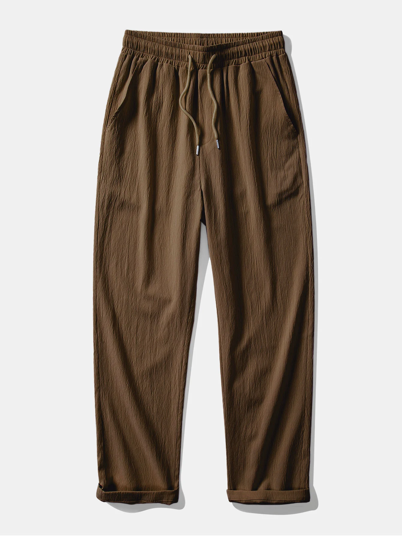 Contrast Textured Johnny Collar Knit Polo & Crinkle Textured Straight Leg Pants - Image 13