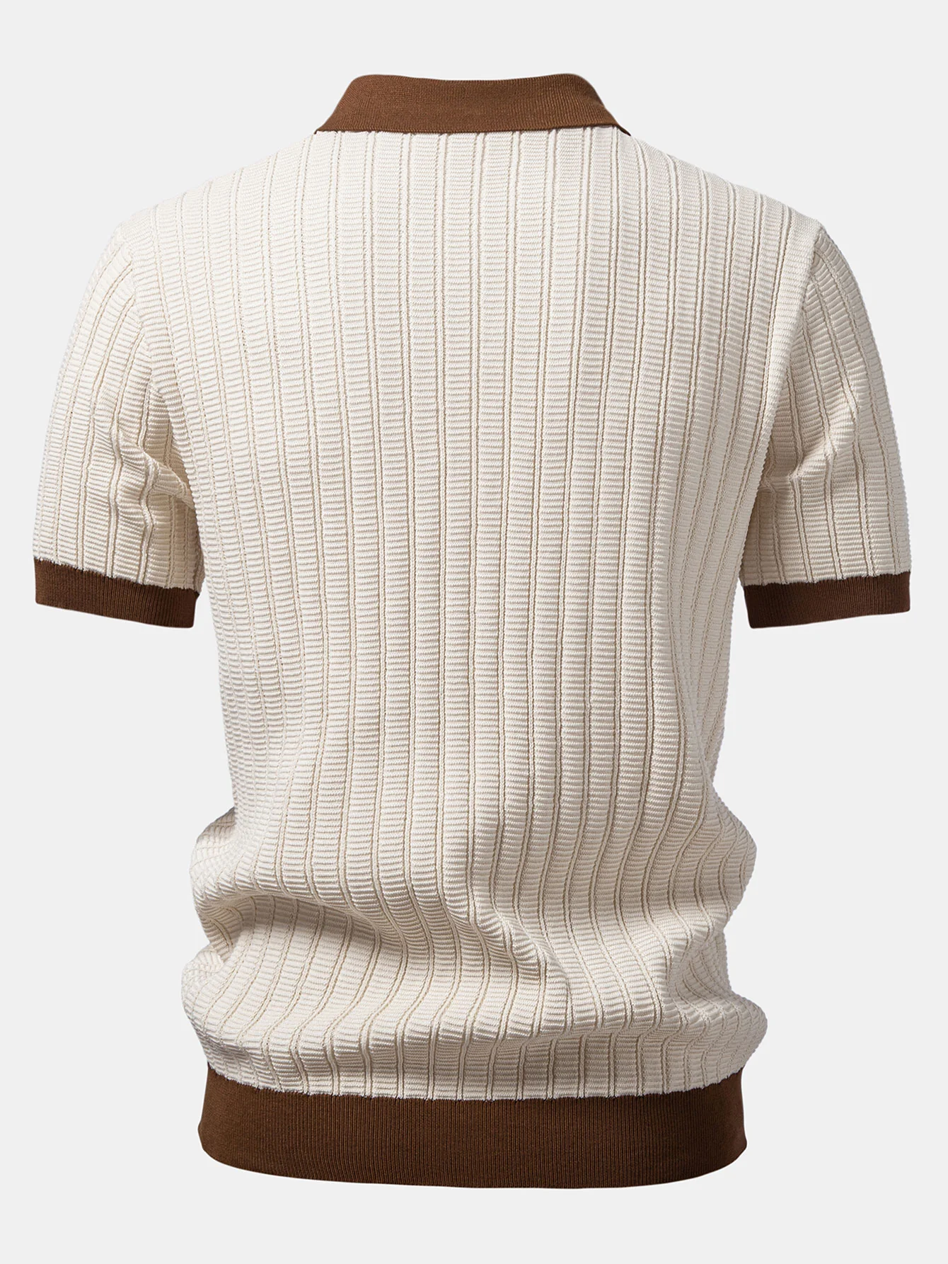 Contrast Textured Johnny Collar Knit Polo & Crinkle Textured Straight Leg Pants - Image 8