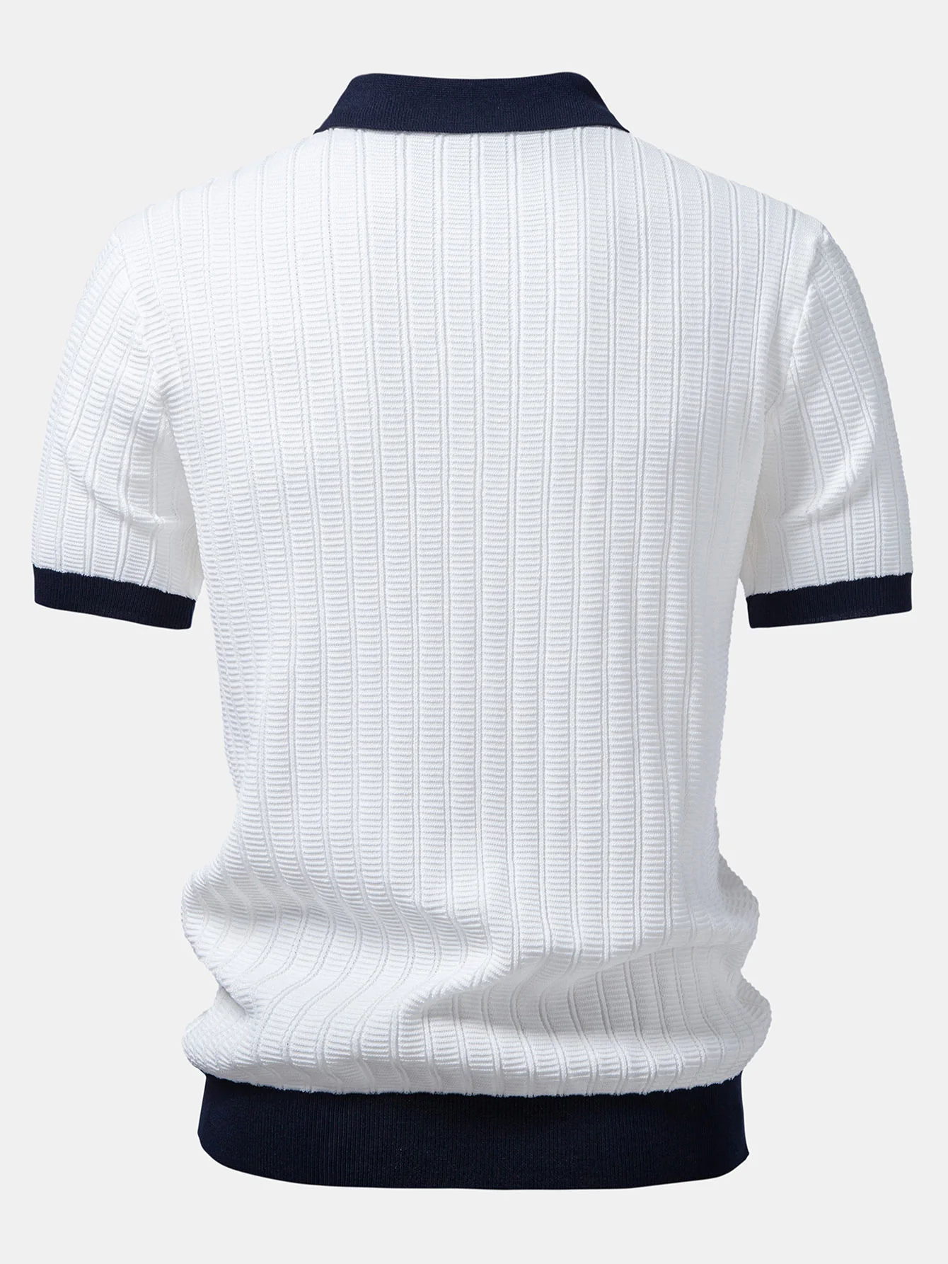 Contrast Textured Johnny Collar Polo & Slim Fit Tapered Trousers - Image 9