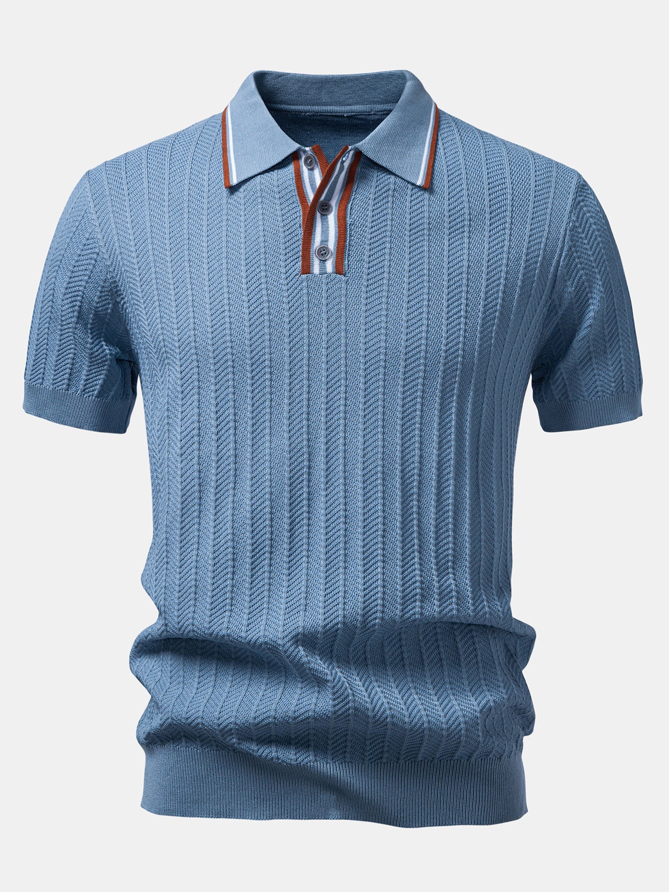 Contrast Textured Knit Polo