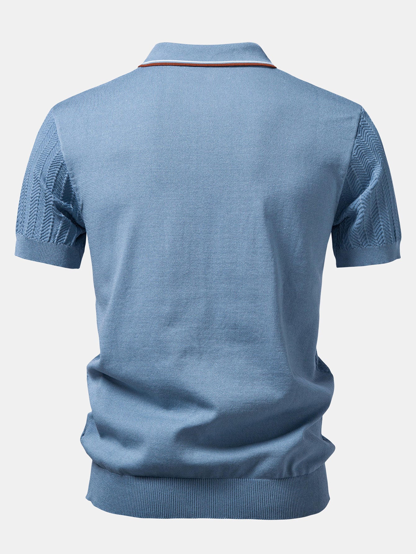 Contrast Textured Knit Polo - Image 2