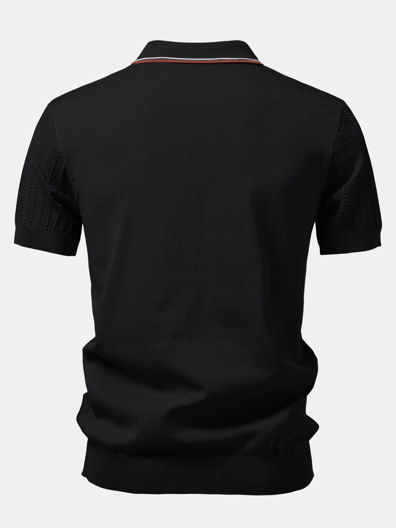 Contrast Textured Knit Polo - Image 4
