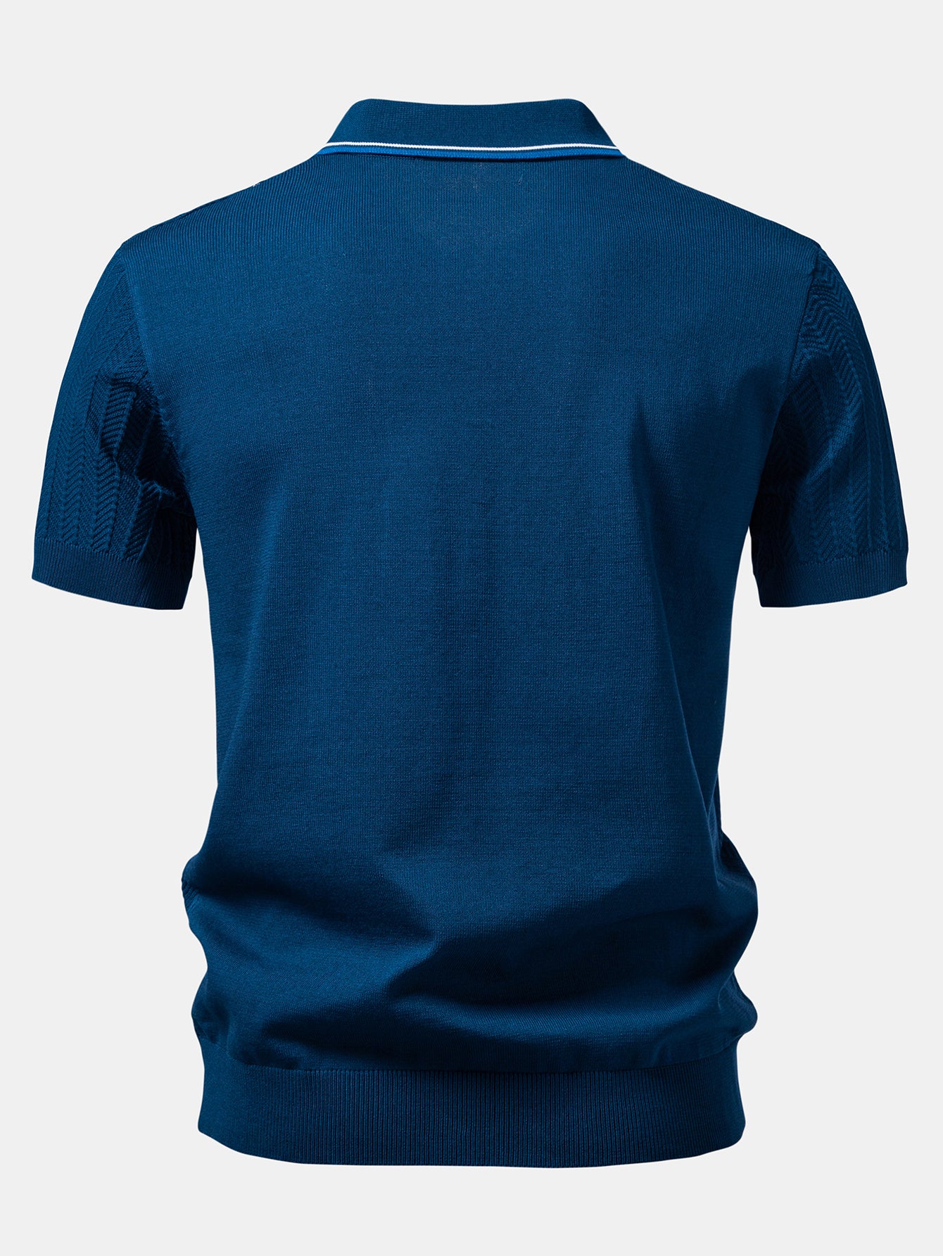 Contrast Textured Knit Polo - Image 6