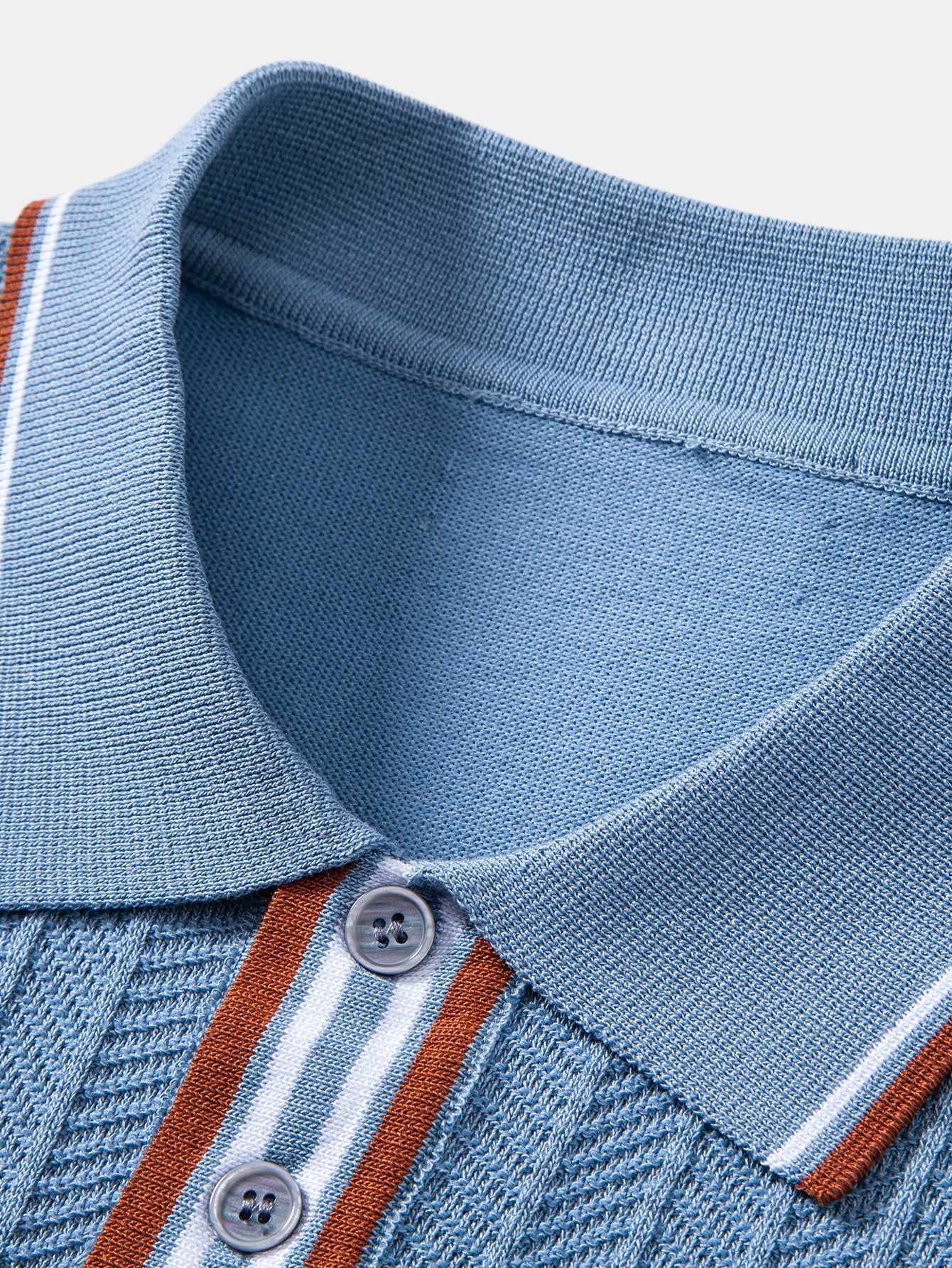 Contrast Textured Knit Polo - Image 7