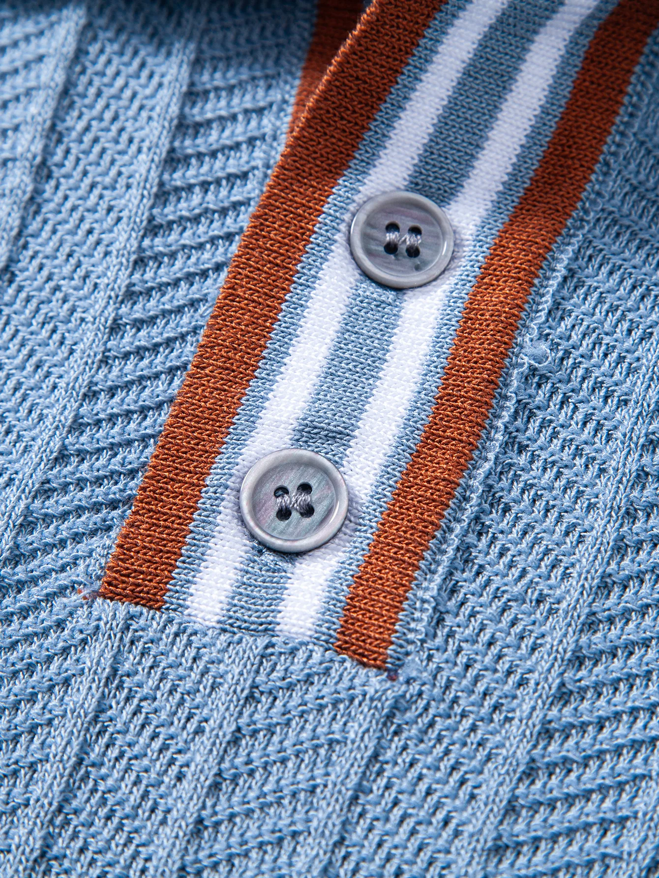Contrast Textured Knit Polo - Image 8