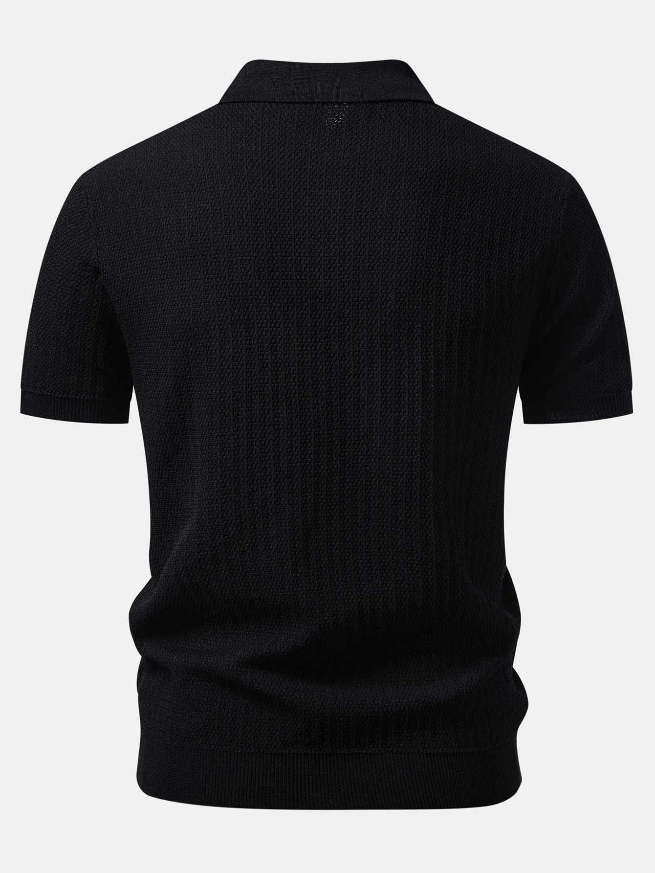 Contrast Textured Knit Polo & Slim Fit Tapered Trousers - Image 4
