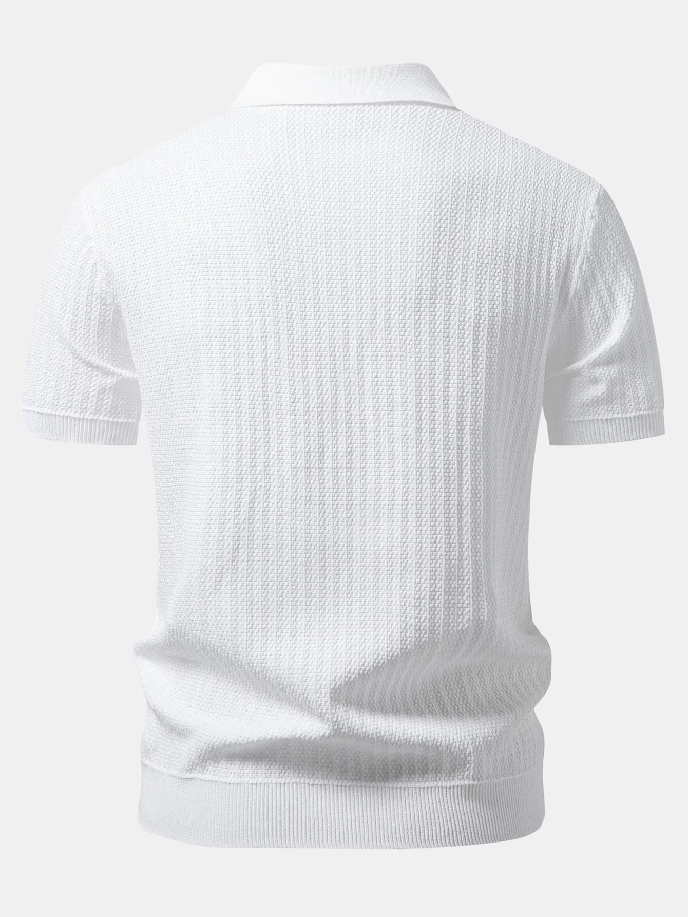 Contrast Textured Knit Polo & Slim Fit Tapered Trousers - Image 6