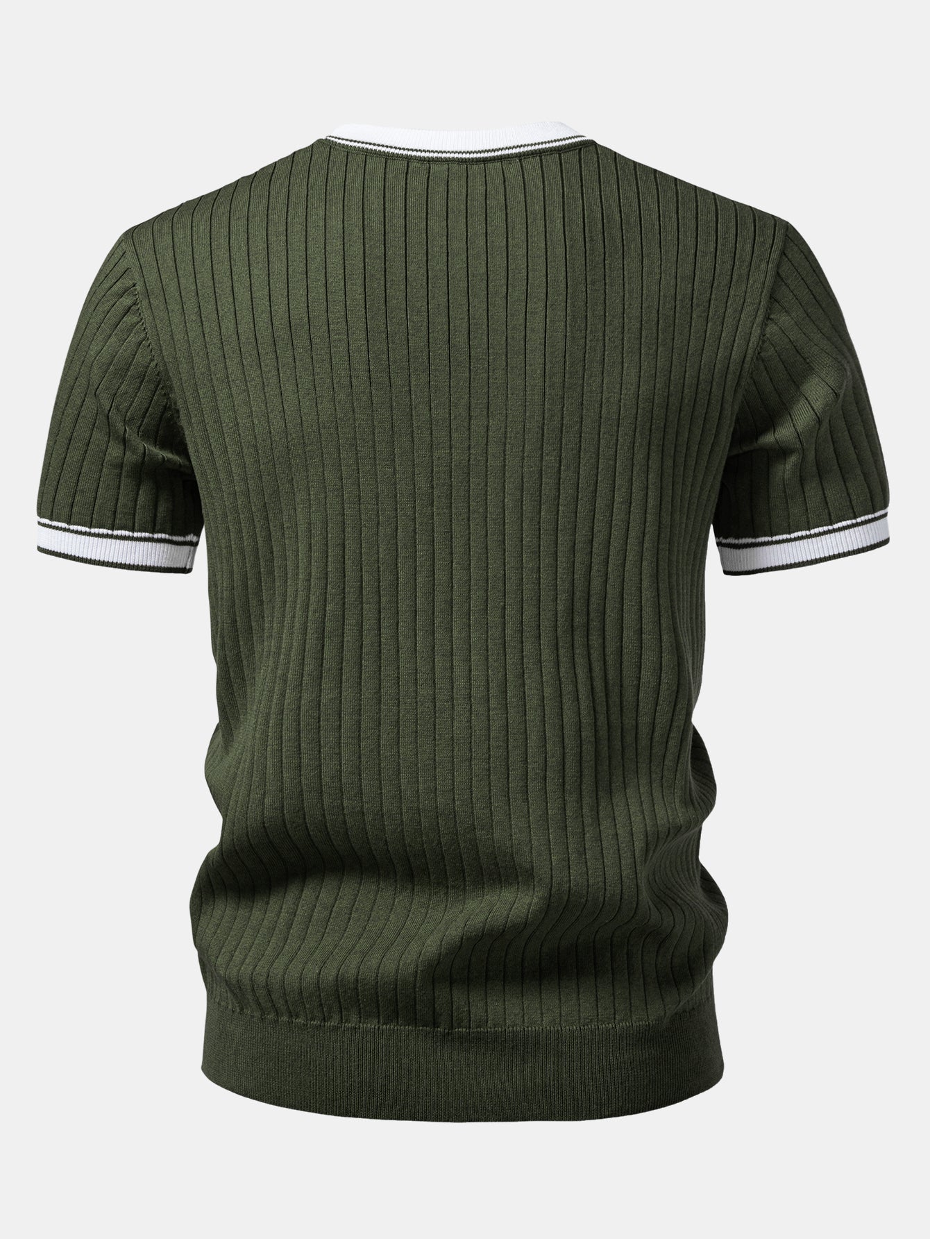 Contrast Trim Crew Neck Knit T-Shirt - Image 10