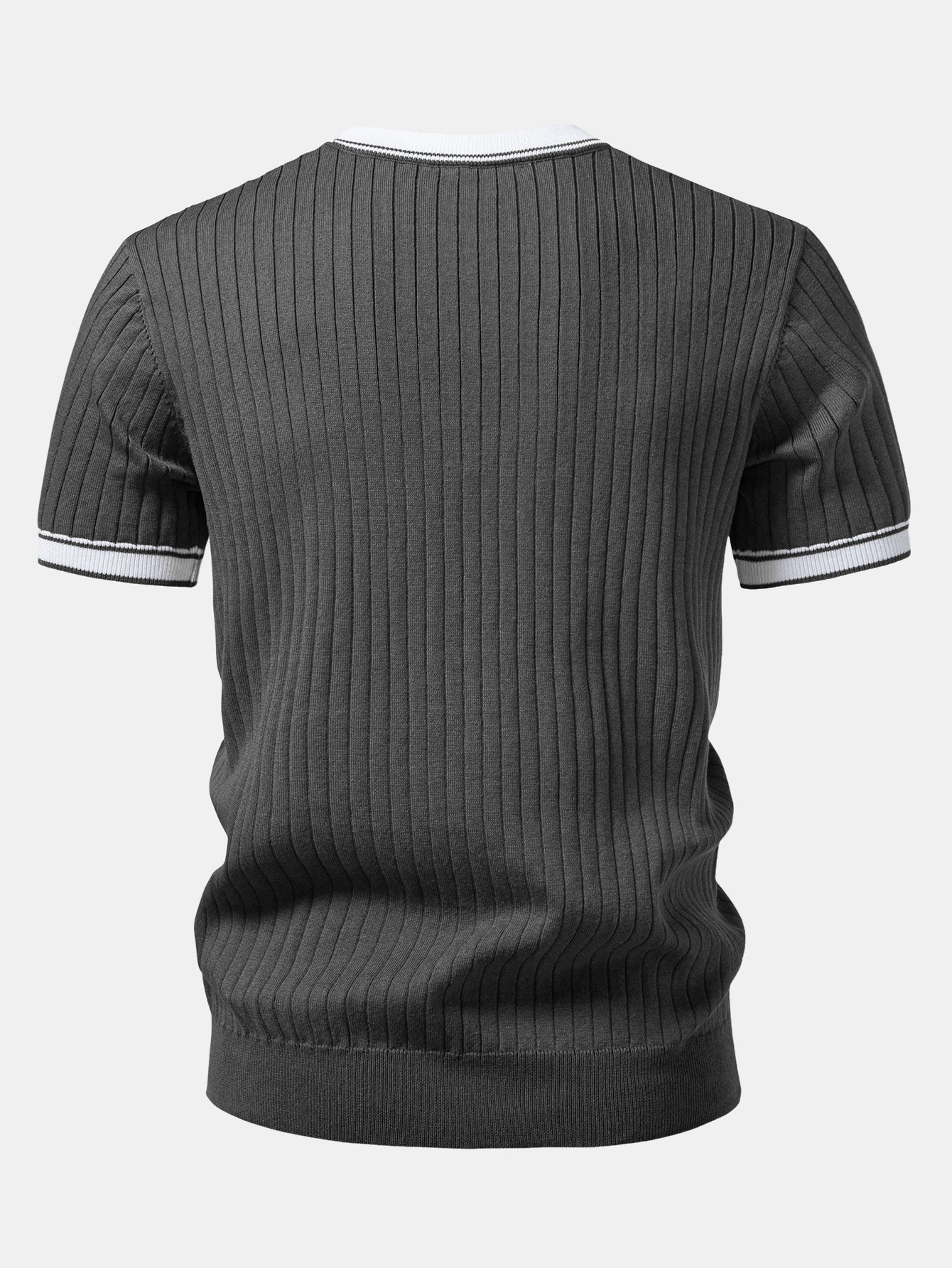 Contrast Trim Crew Neck Knit T-Shirt - Image 14
