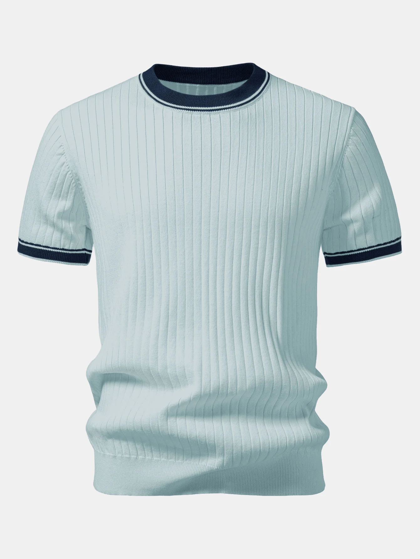 Contrast Trim Crew Neck Knit T-Shirt - Image 17