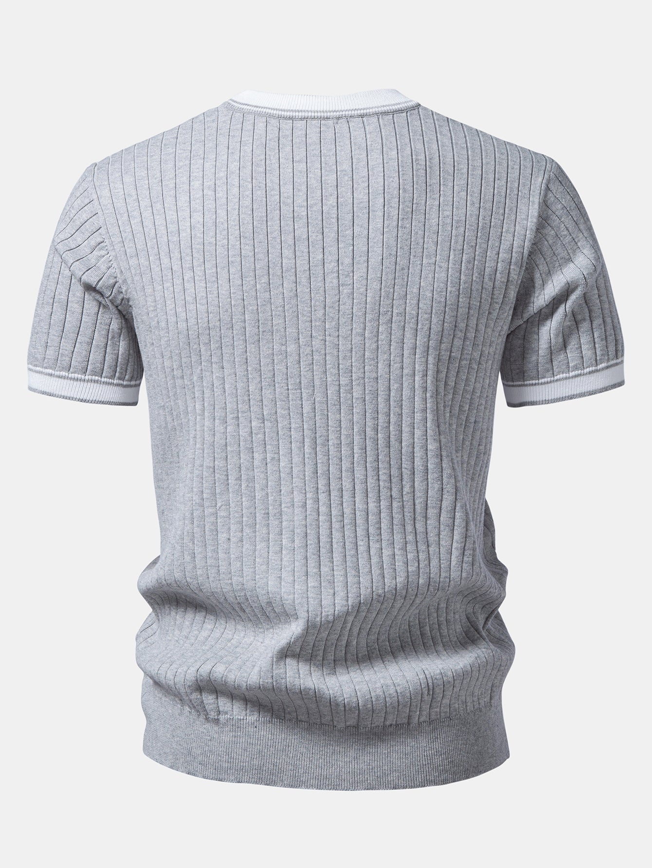 Contrast Trim Crew Neck Knit T-Shirt - Image 8