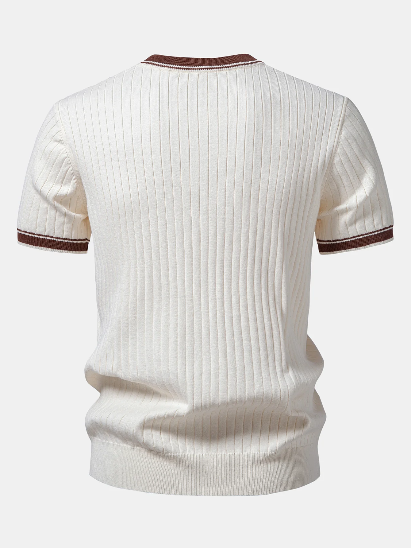 Contrast Trim Crew Neck Knit T-Shirt & Slim Fit Tapered Trousers - Image 4