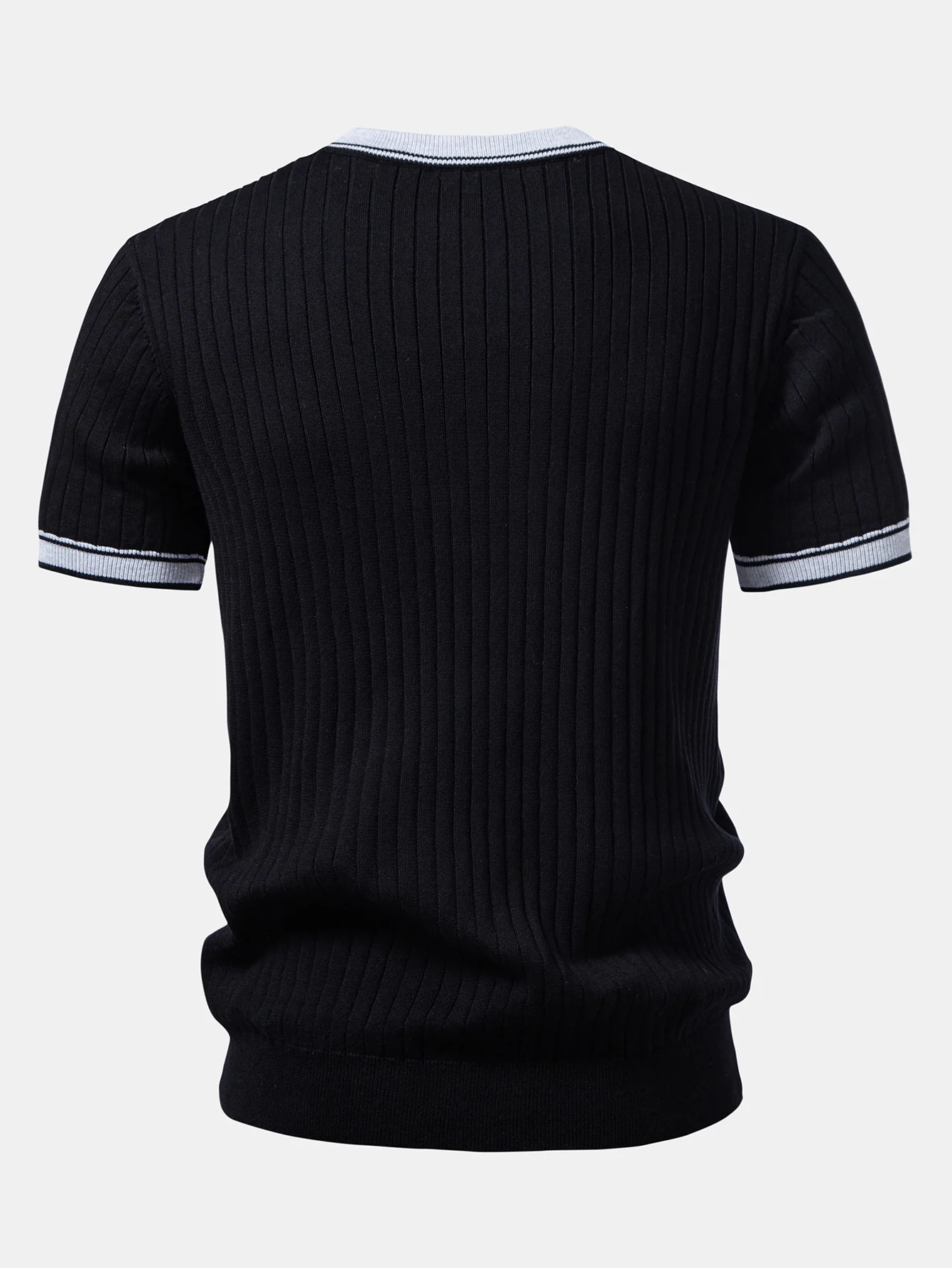 Contrast Trim Crew Neck Knit T-Shirt & Slim Fit Tapered Trousers - Image 6