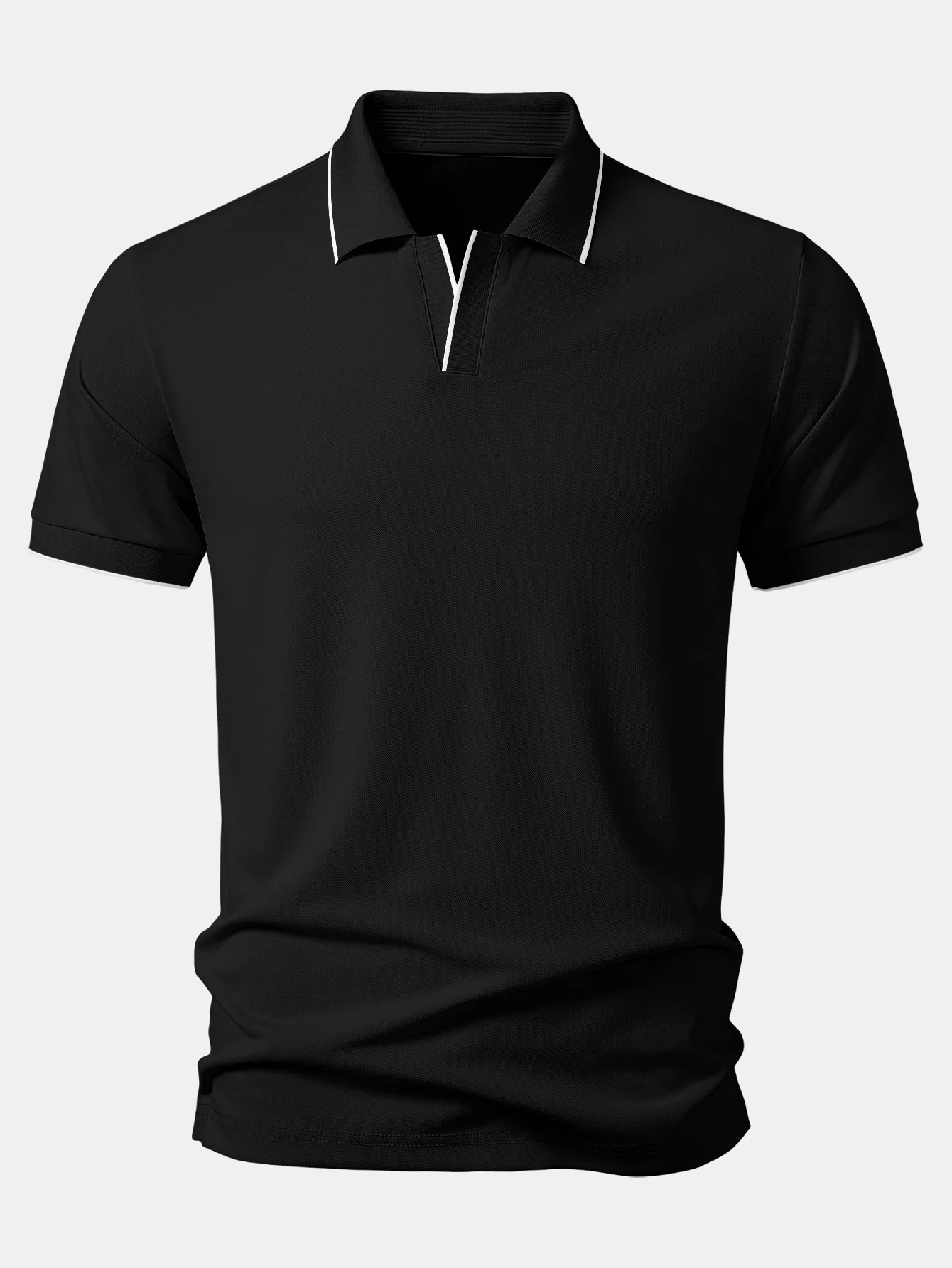 Contrast Trim Johnny Collar Polo - Image 3