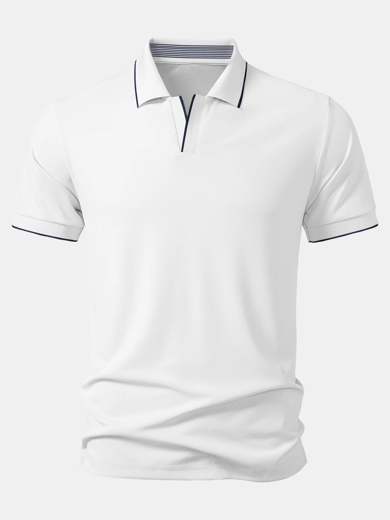 Contrast Trim Johnny Collar Polo - Image 4