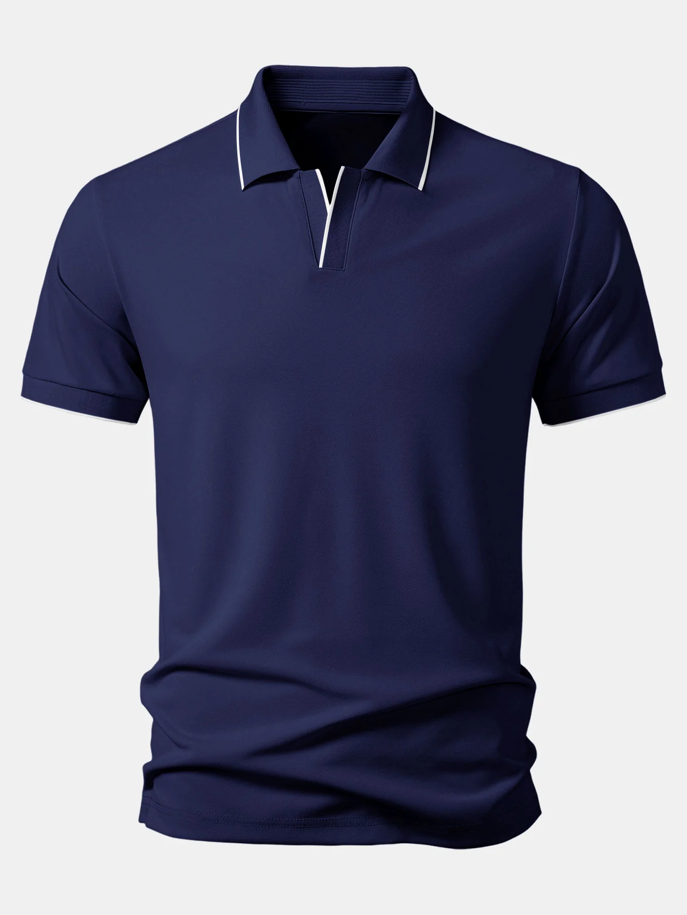 Contrast Trim Johnny Collar Polo - Image 5