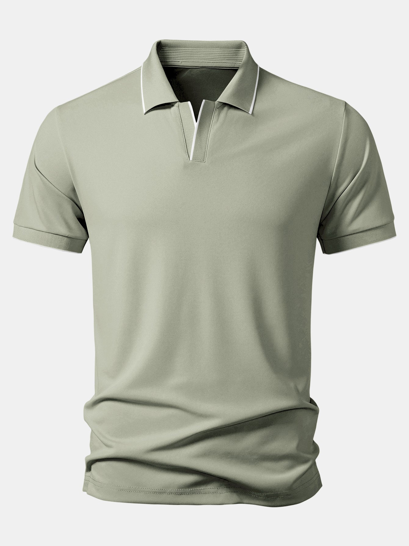 Contrast Trim Johnny Collar Polo - Image 6