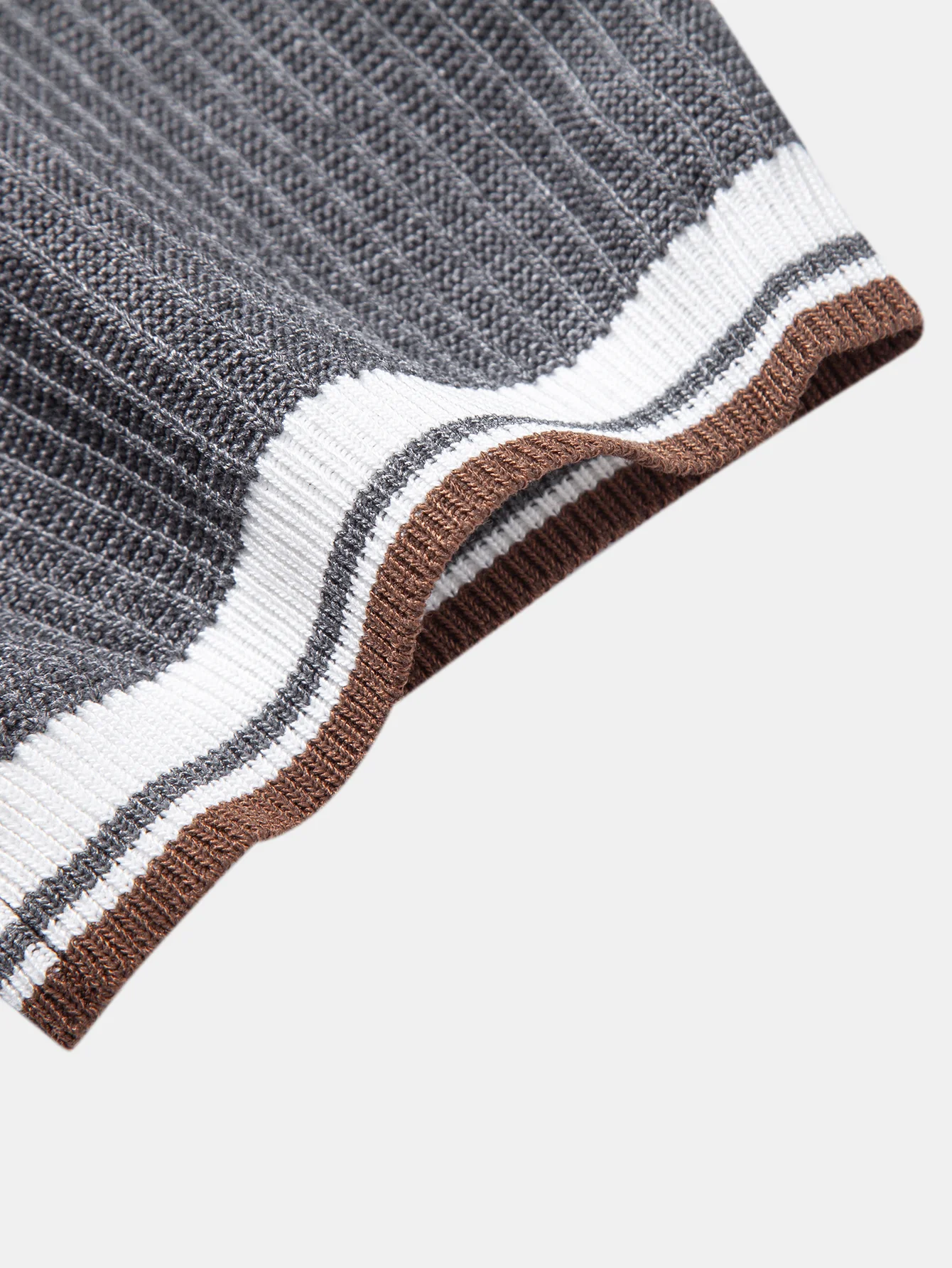 Contrast Trim Waffle Johnny Collar Knit Polo - Image 11