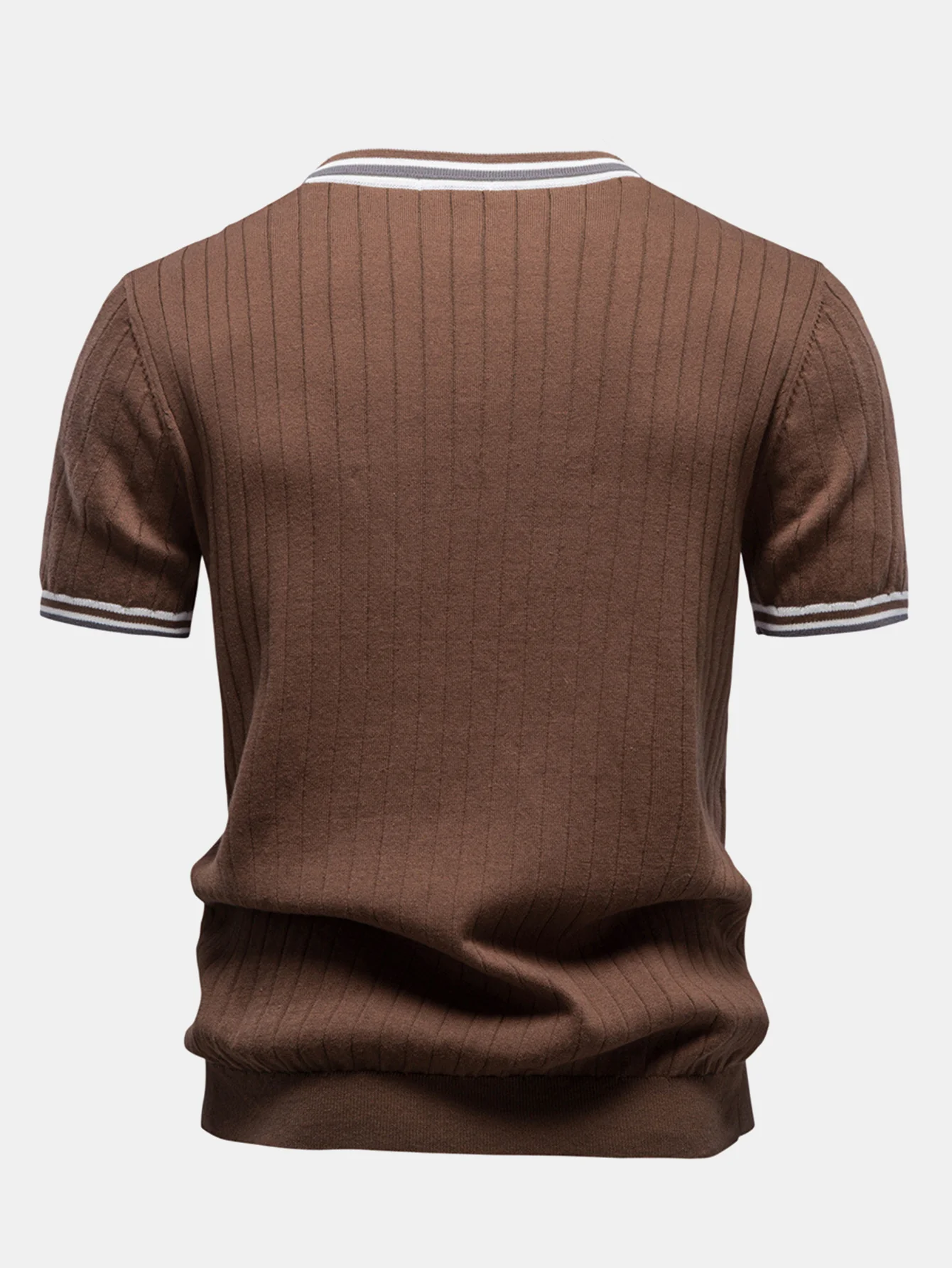 Contrast Trim Johnny Collar Polo - Image 2
