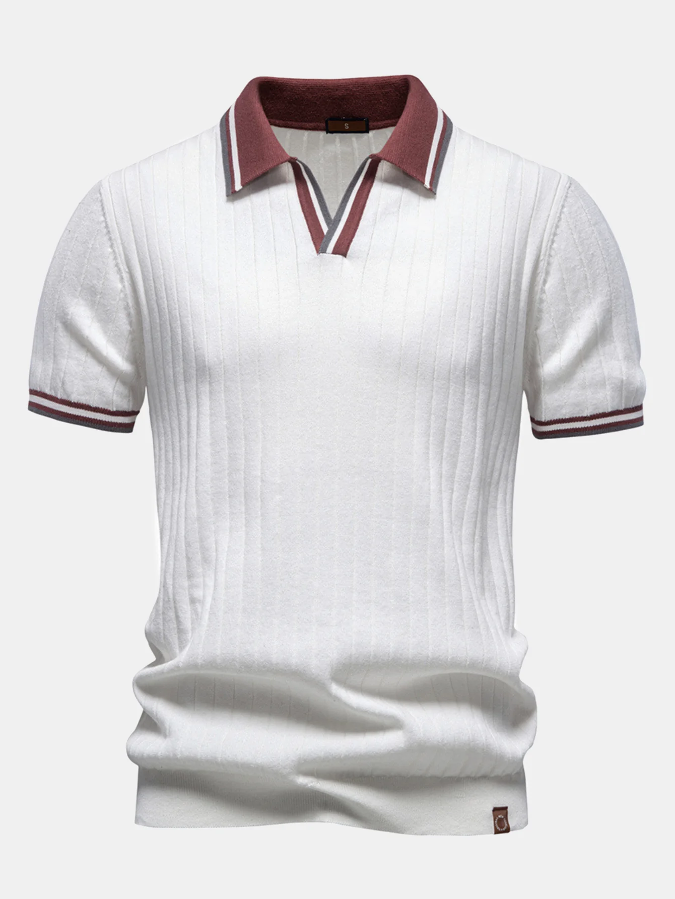 Contrast Trim Johnny Collar Polo - Image 3