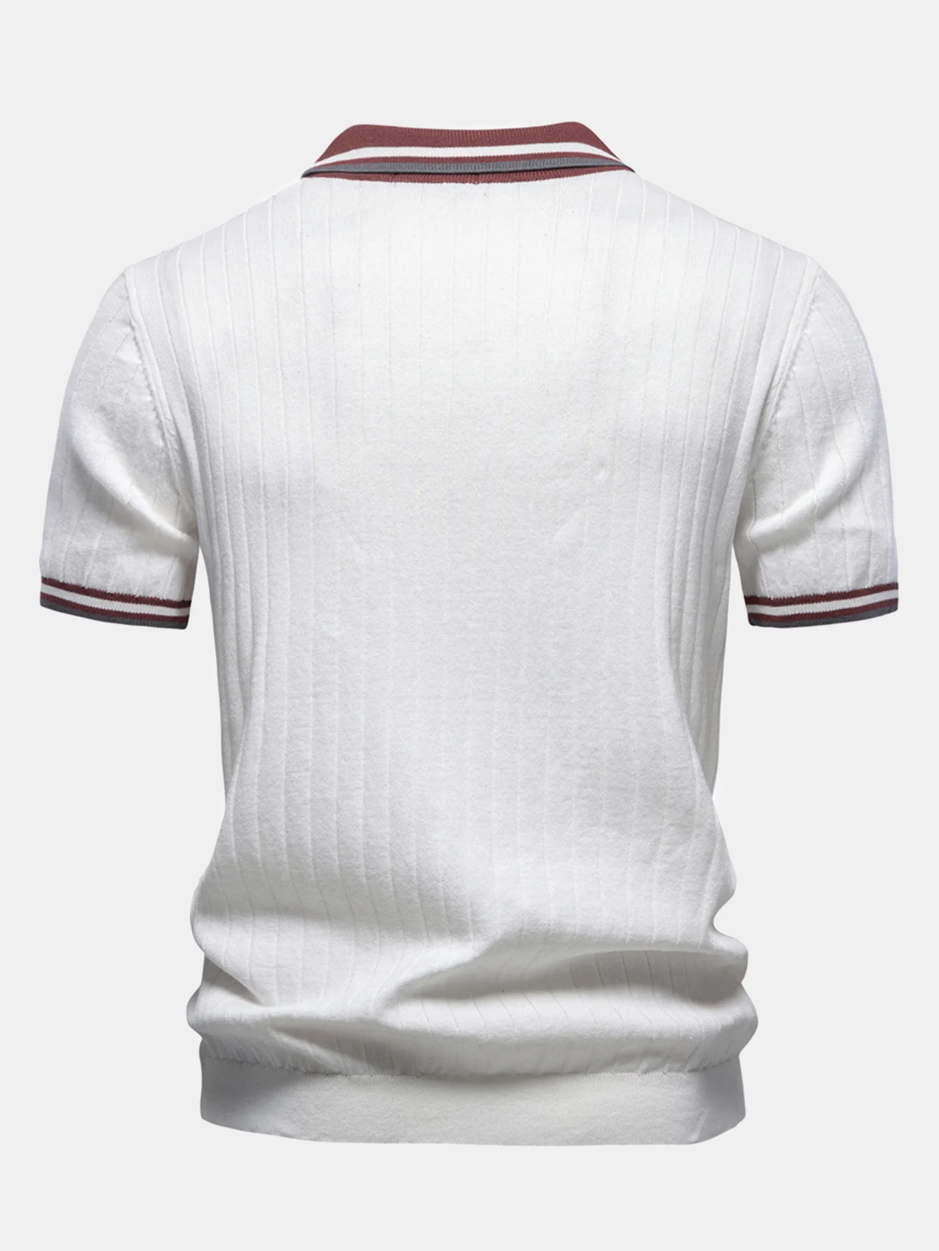 Contrast Trim Johnny Collar Polo - Image 4