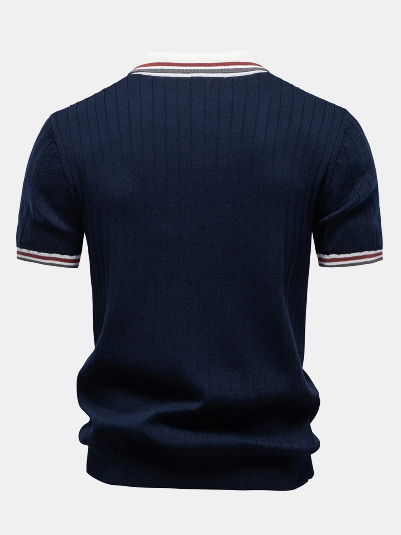Contrast Trim Johnny Collar Polo - Image 6