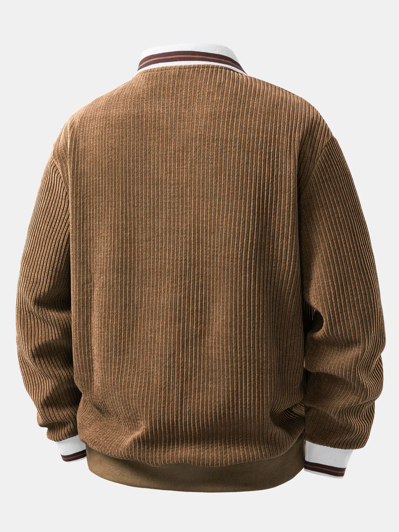 Contrast Trim Johnny Collar Polo Sweatshirt - Image 10