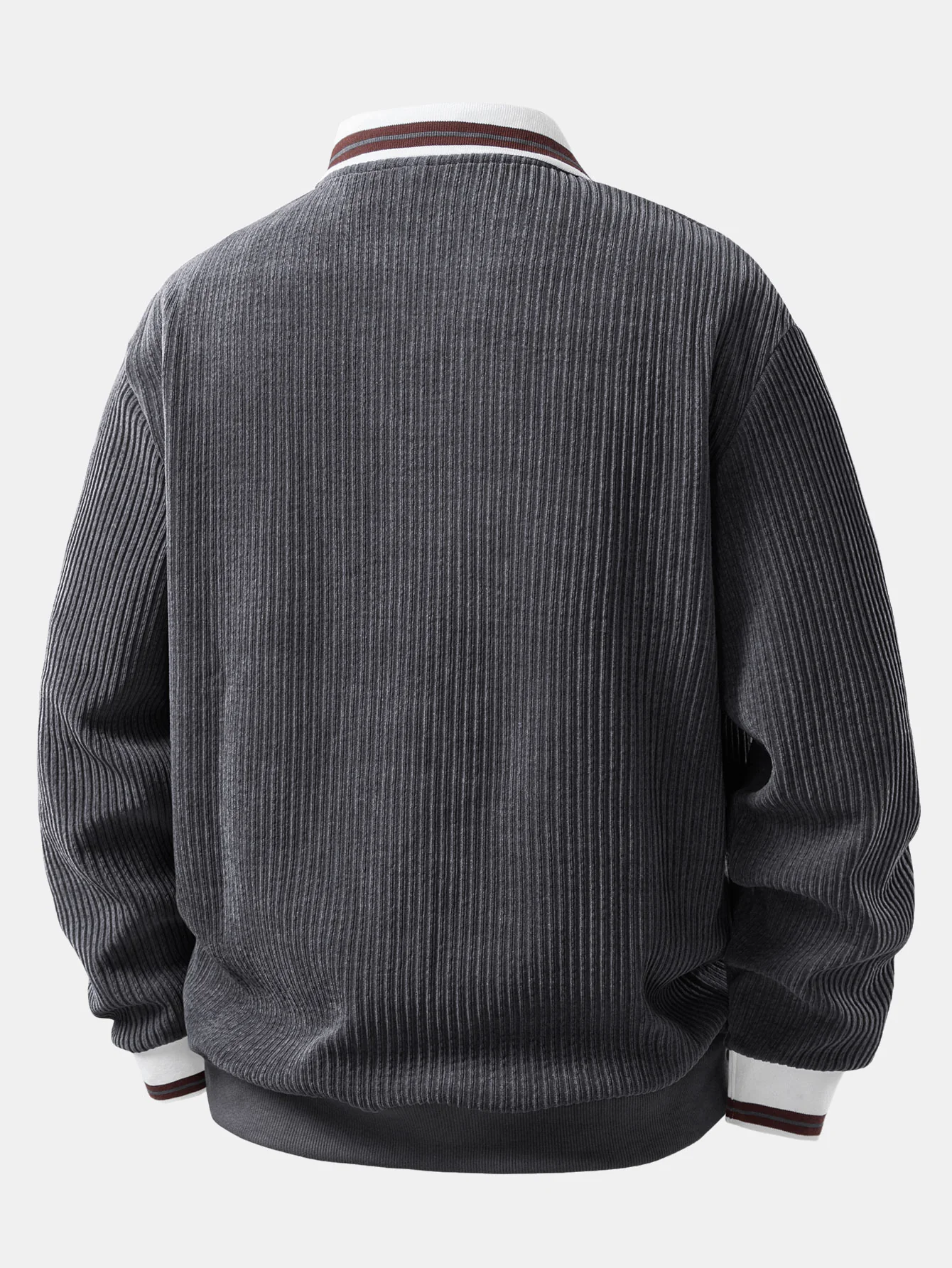 Contrast Trim Johnny Collar Polo Sweatshirt - Image 12