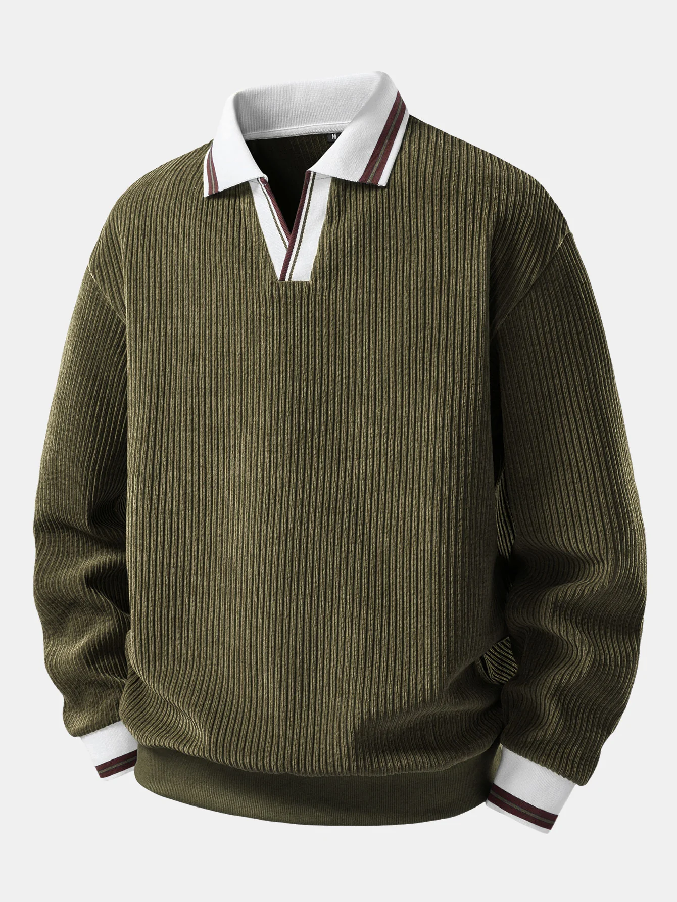 Contrast Trim Johnny Collar Polo Sweatshirt - Image 13