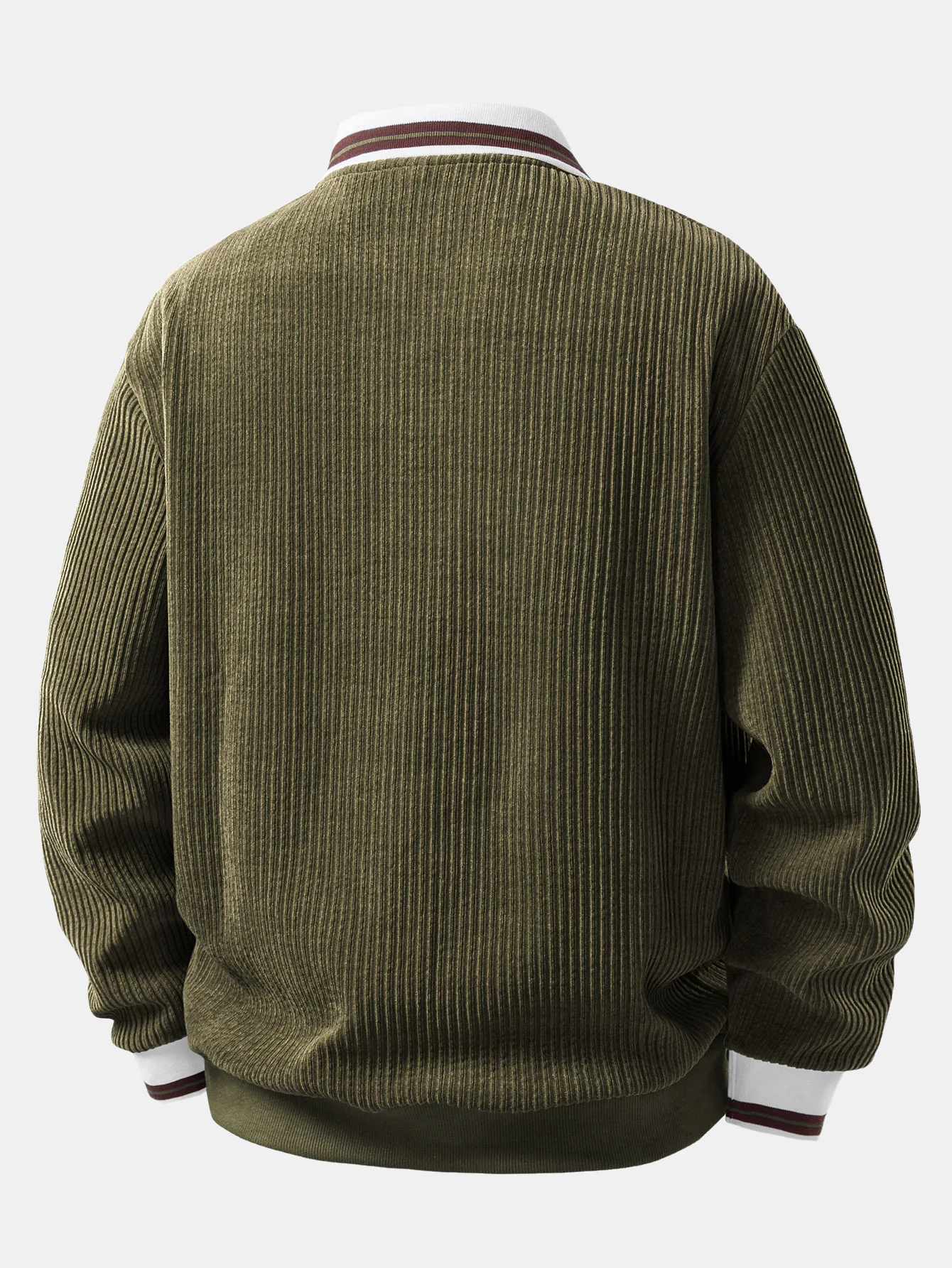 Contrast Trim Johnny Collar Polo Sweatshirt - Image 14