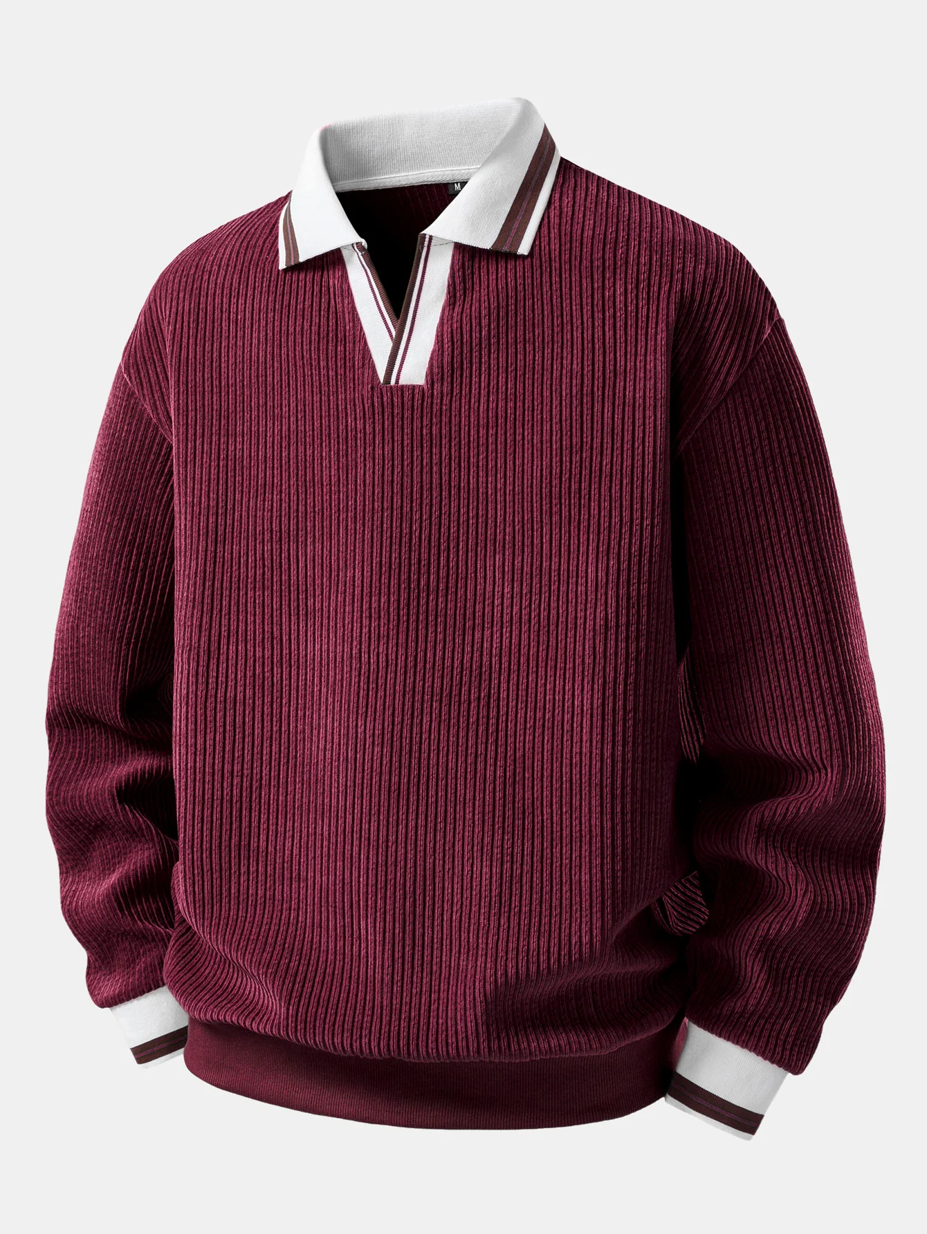 Contrast Trim Johnny Collar Polo Sweatshirt - Image 15