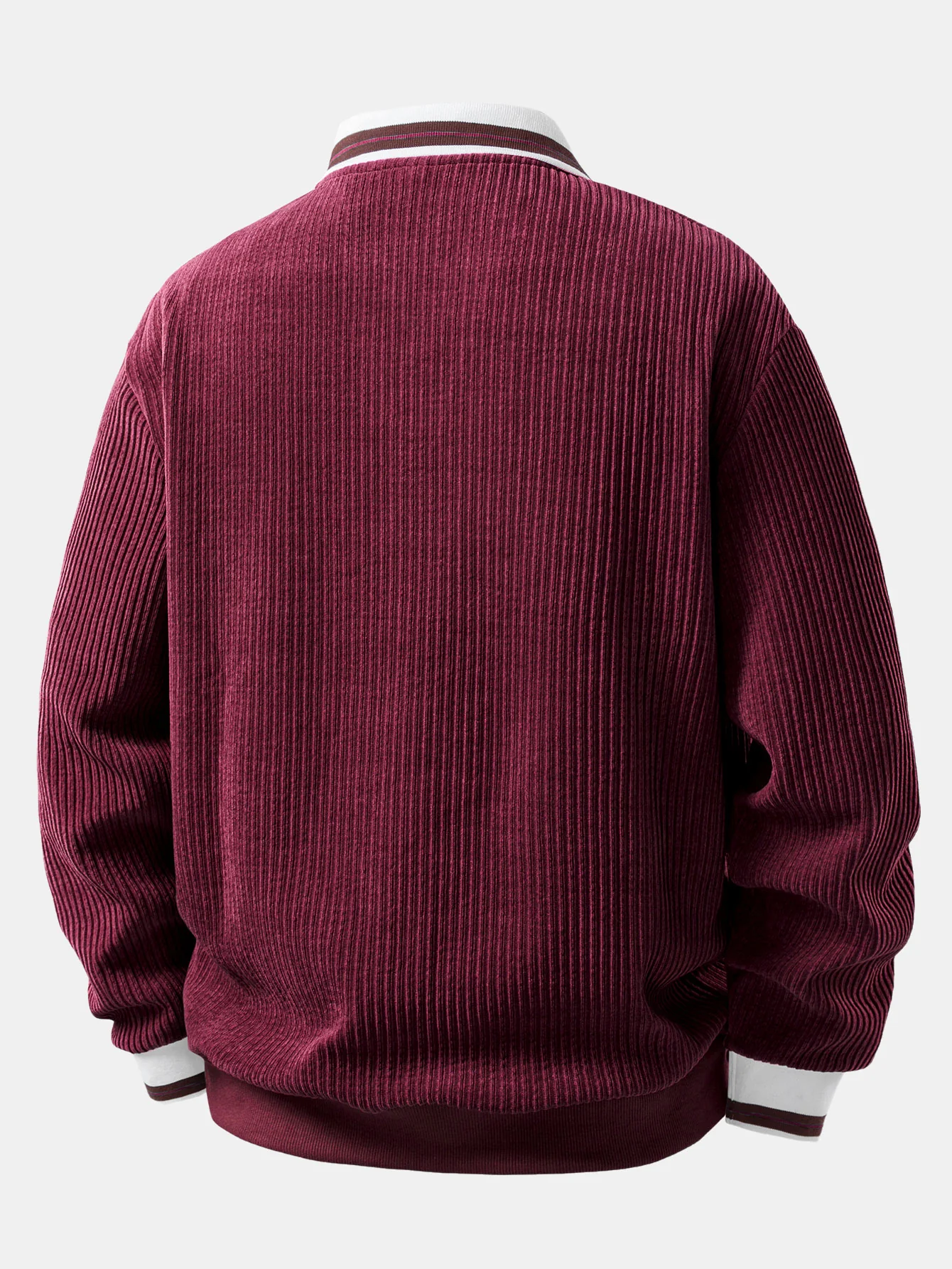 Contrast Trim Johnny Collar Polo Sweatshirt - Image 16