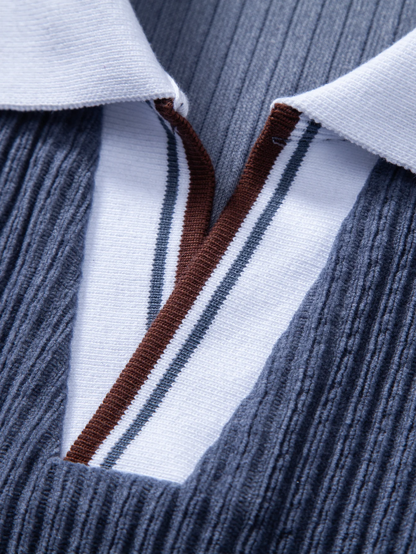 Contrast Trim Johnny Collar Polo Sweatshirt - Image 18