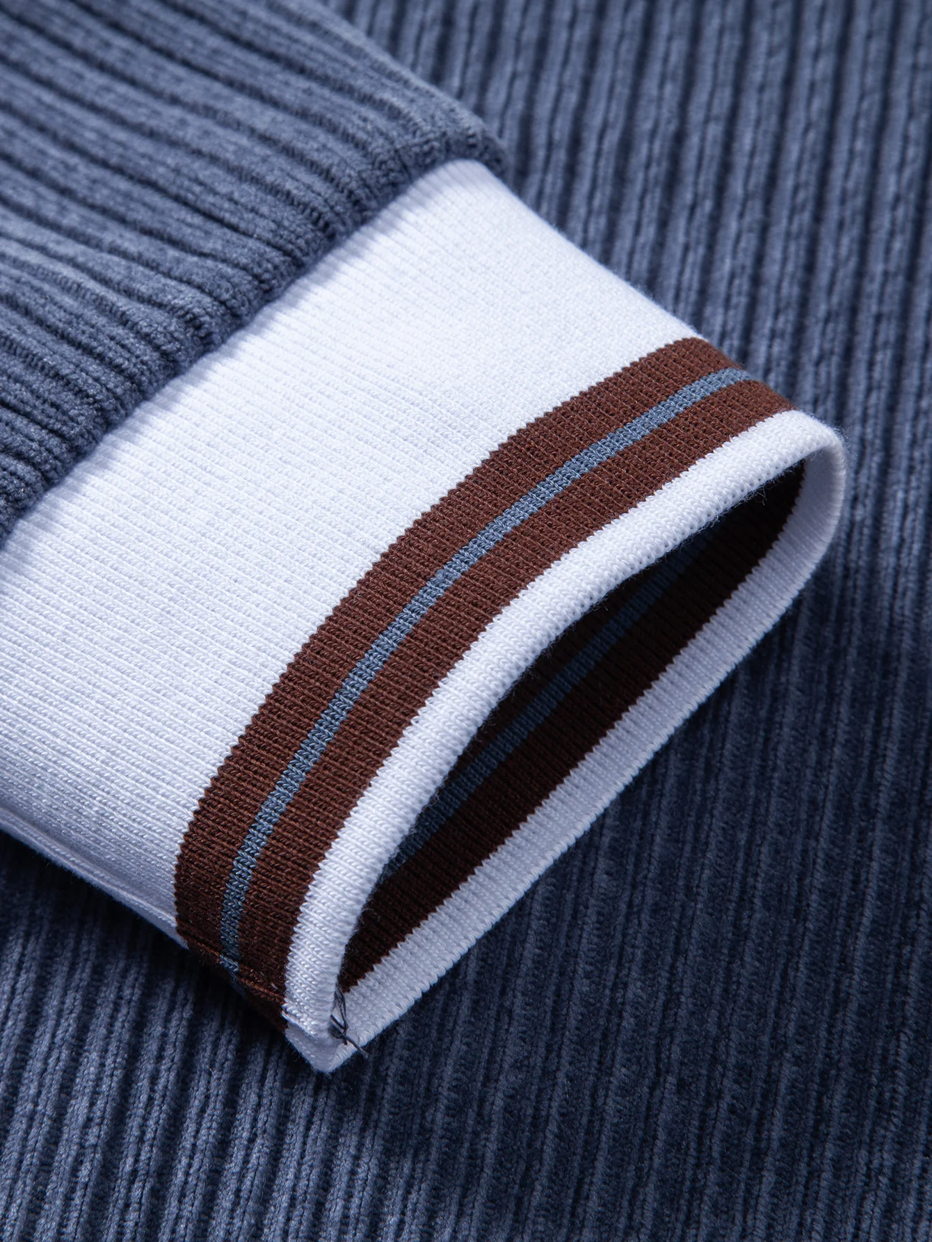Contrast Trim Johnny Collar Polo Sweatshirt - Image 19