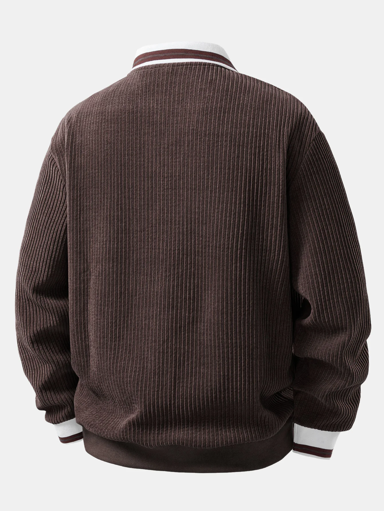 Contrast Trim Johnny Collar Polo Sweatshirt - Image 2