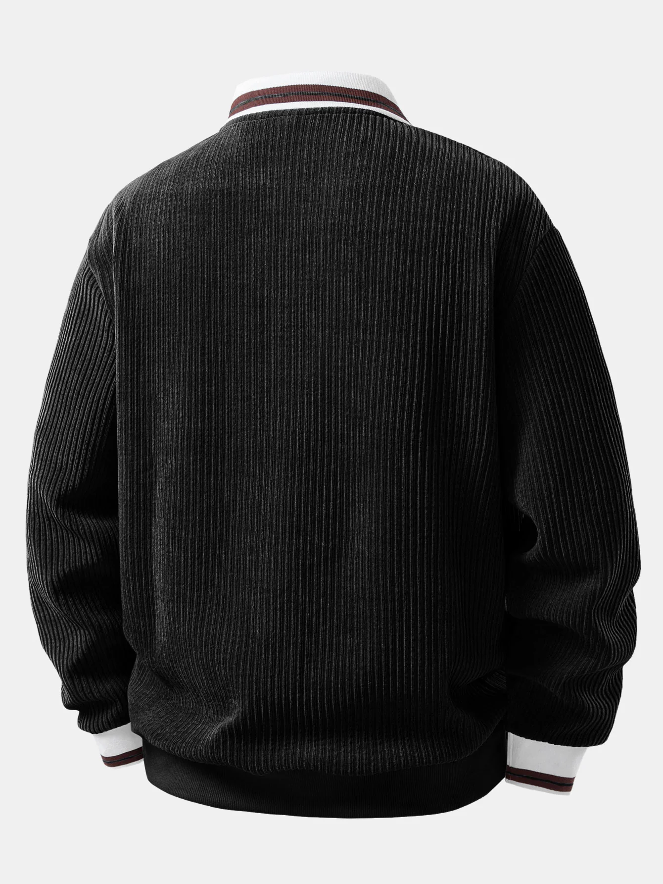 Contrast Trim Johnny Collar Polo Sweatshirt - Image 4