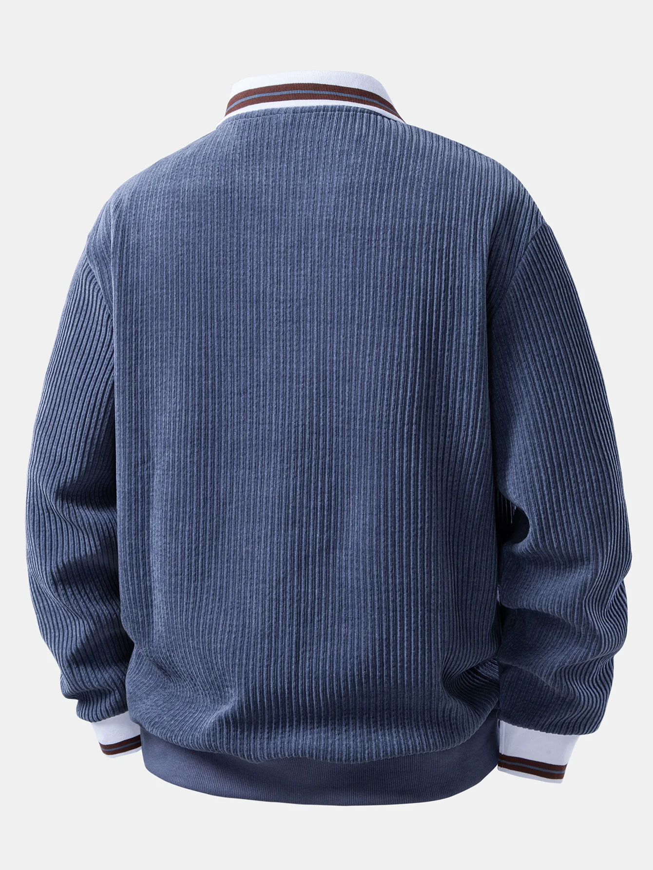Contrast Trim Johnny Collar Polo Sweatshirt - Image 6