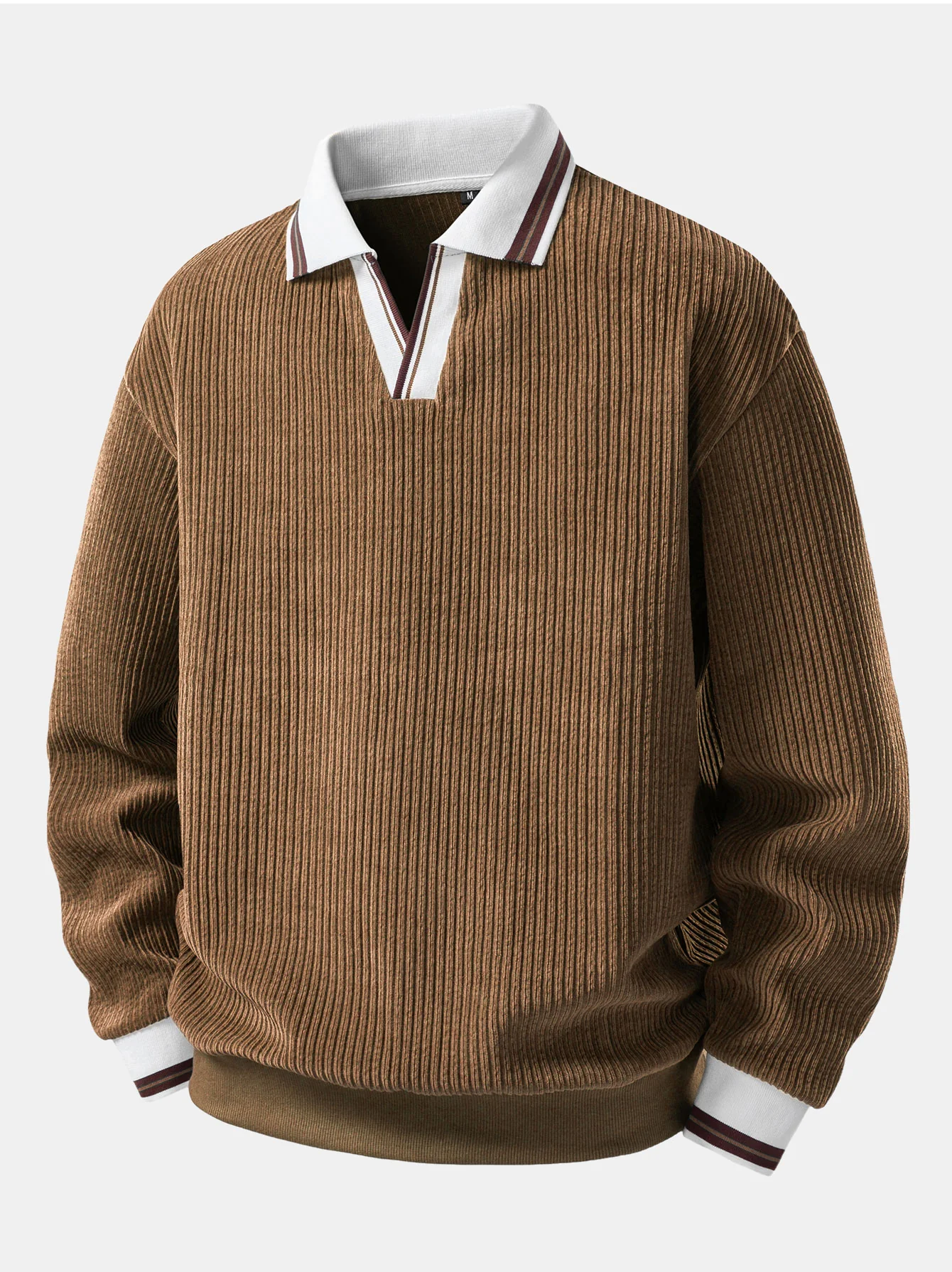 Contrast Trim Johnny Collar Polo Sweatshirt - Image 9