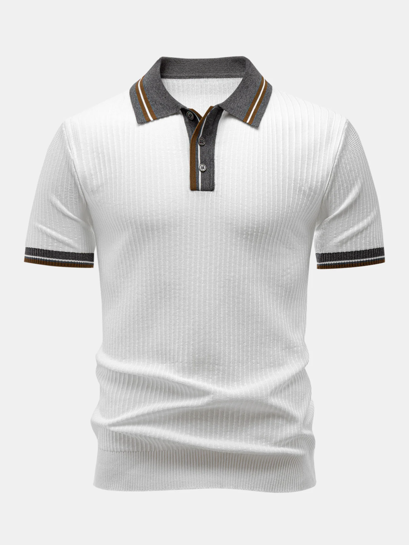 Contrast Trim Knit Polo Shirt & Slim Fit Tapered Trousers - Image 12