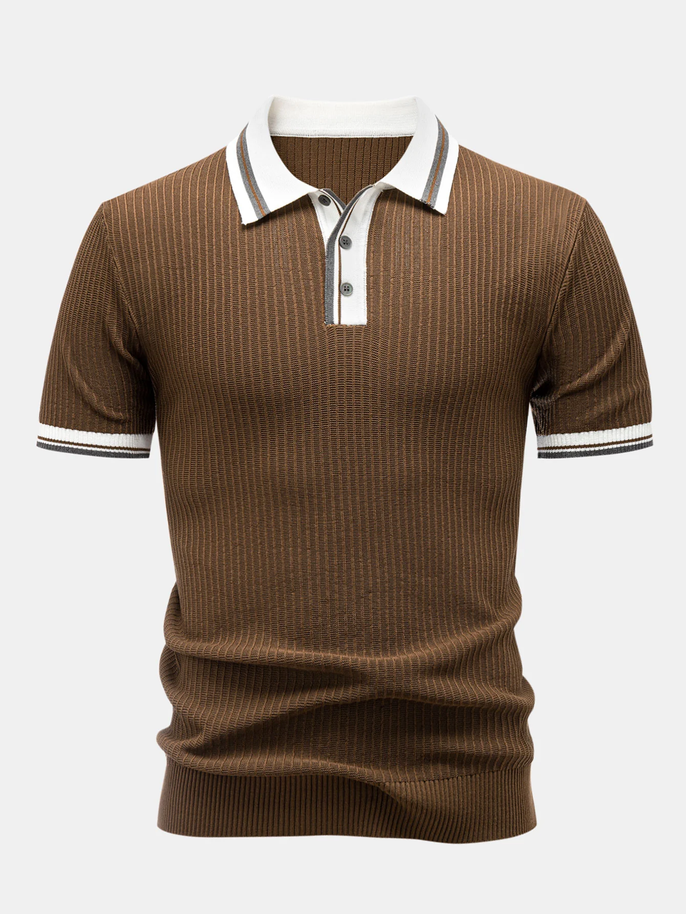 Contrast Trim Knit Polo Shirt & Slim Fit Tapered Trousers - Image 6